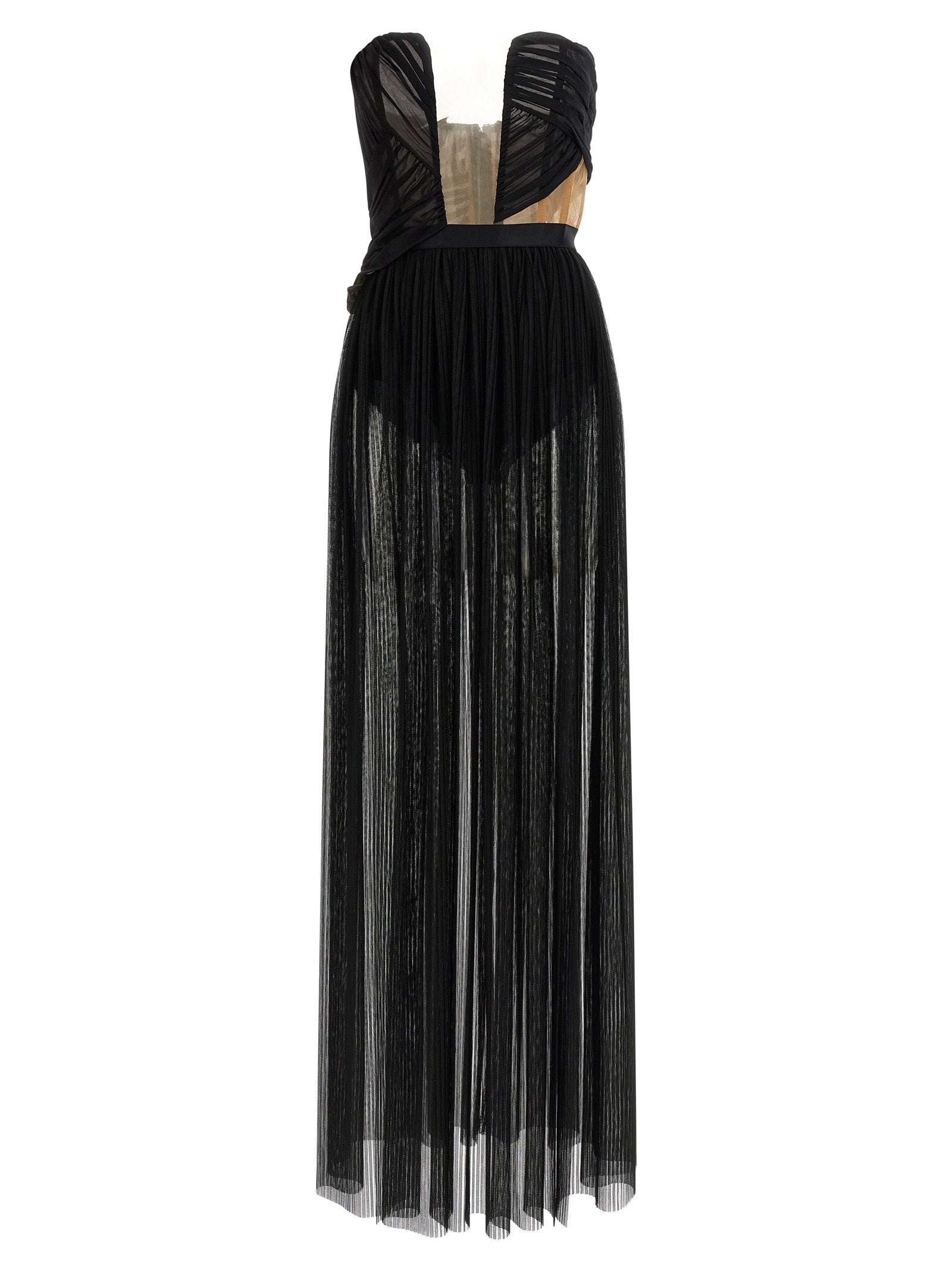 Nensi Dojaka Black Viscose Long Women's Dress