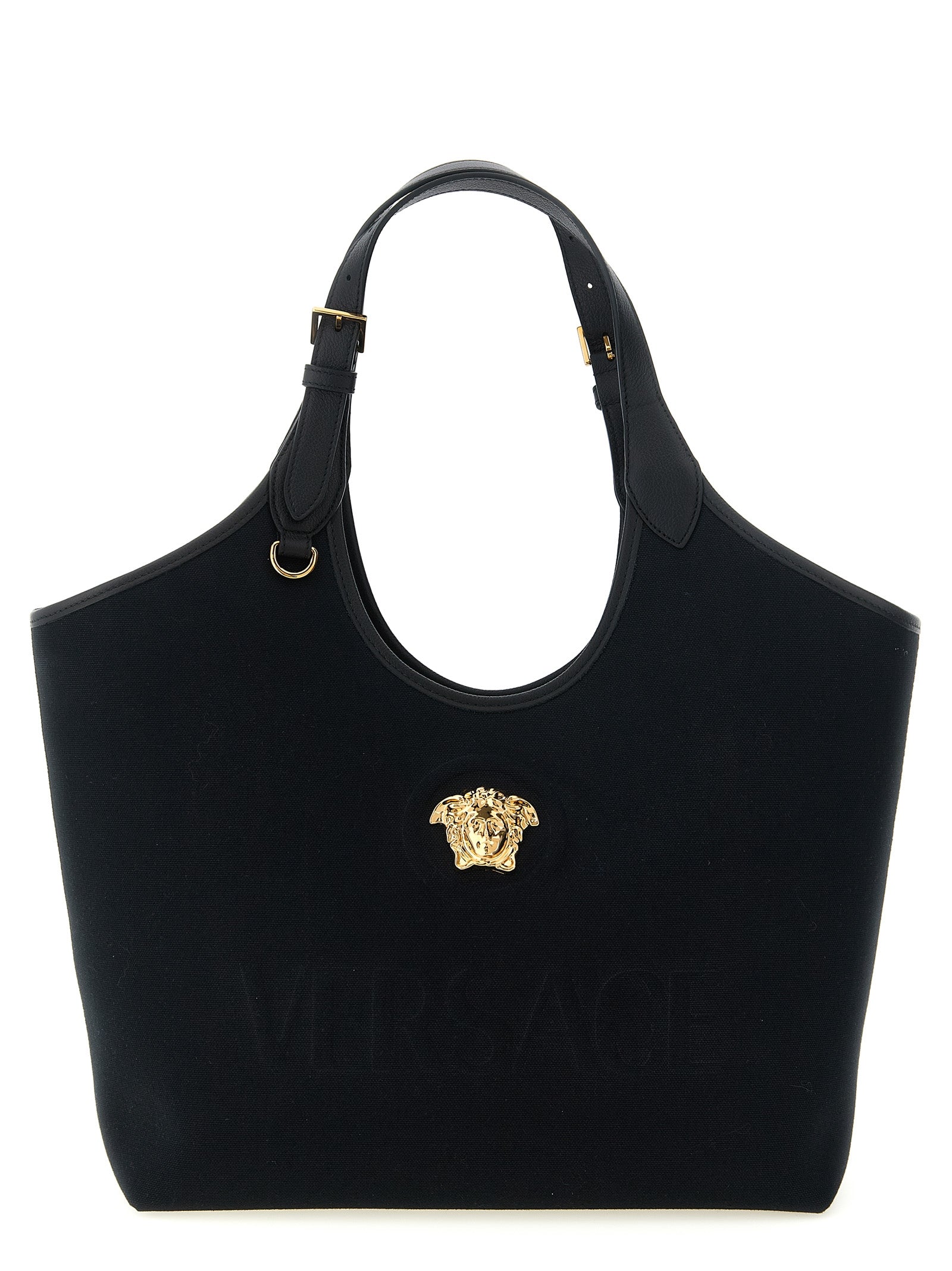 Versace Black Cotton Tote Women's Bag