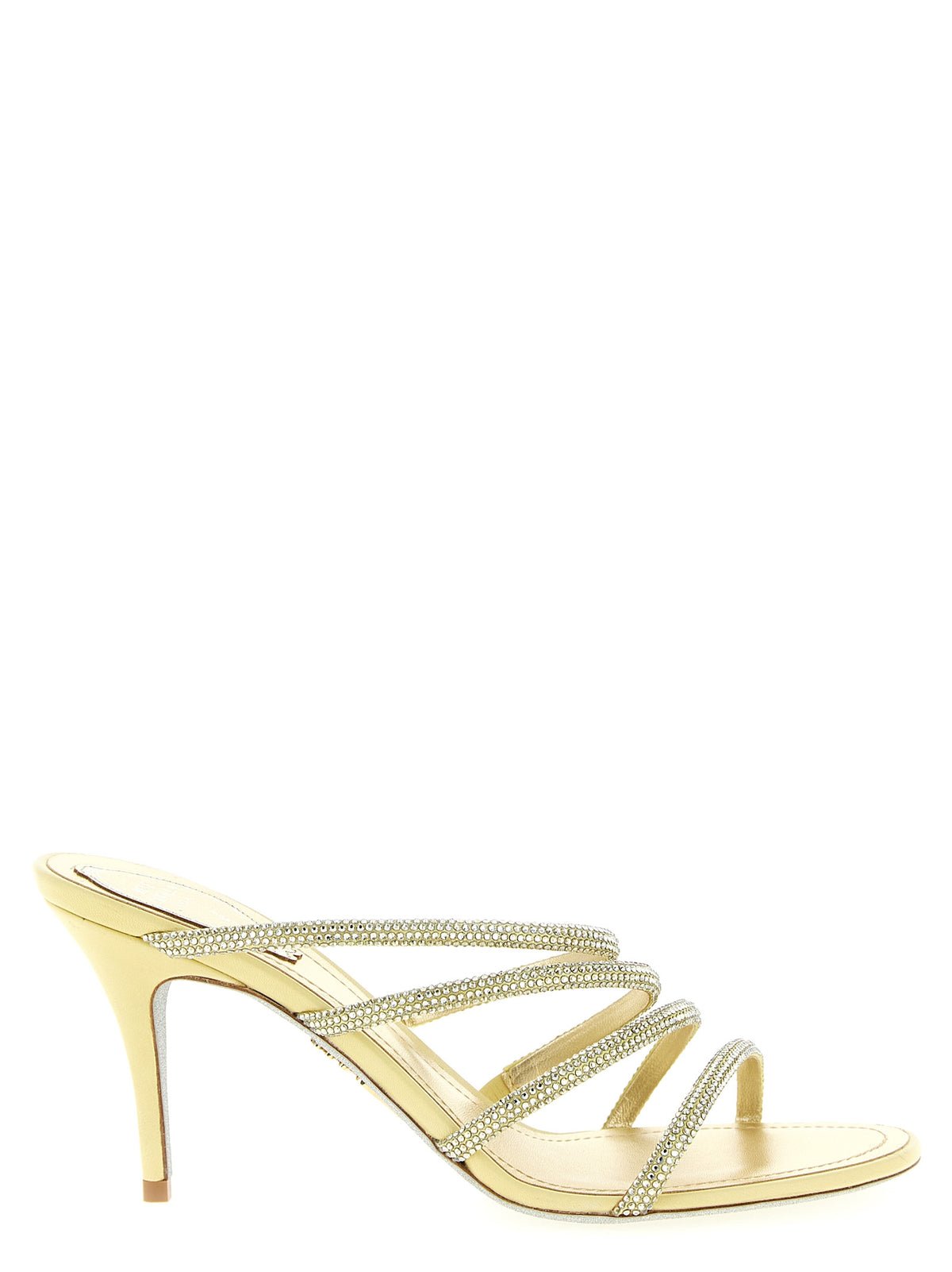 RENE CAOVILLA Gold Viscose Stiletto Heel Women's Sandals