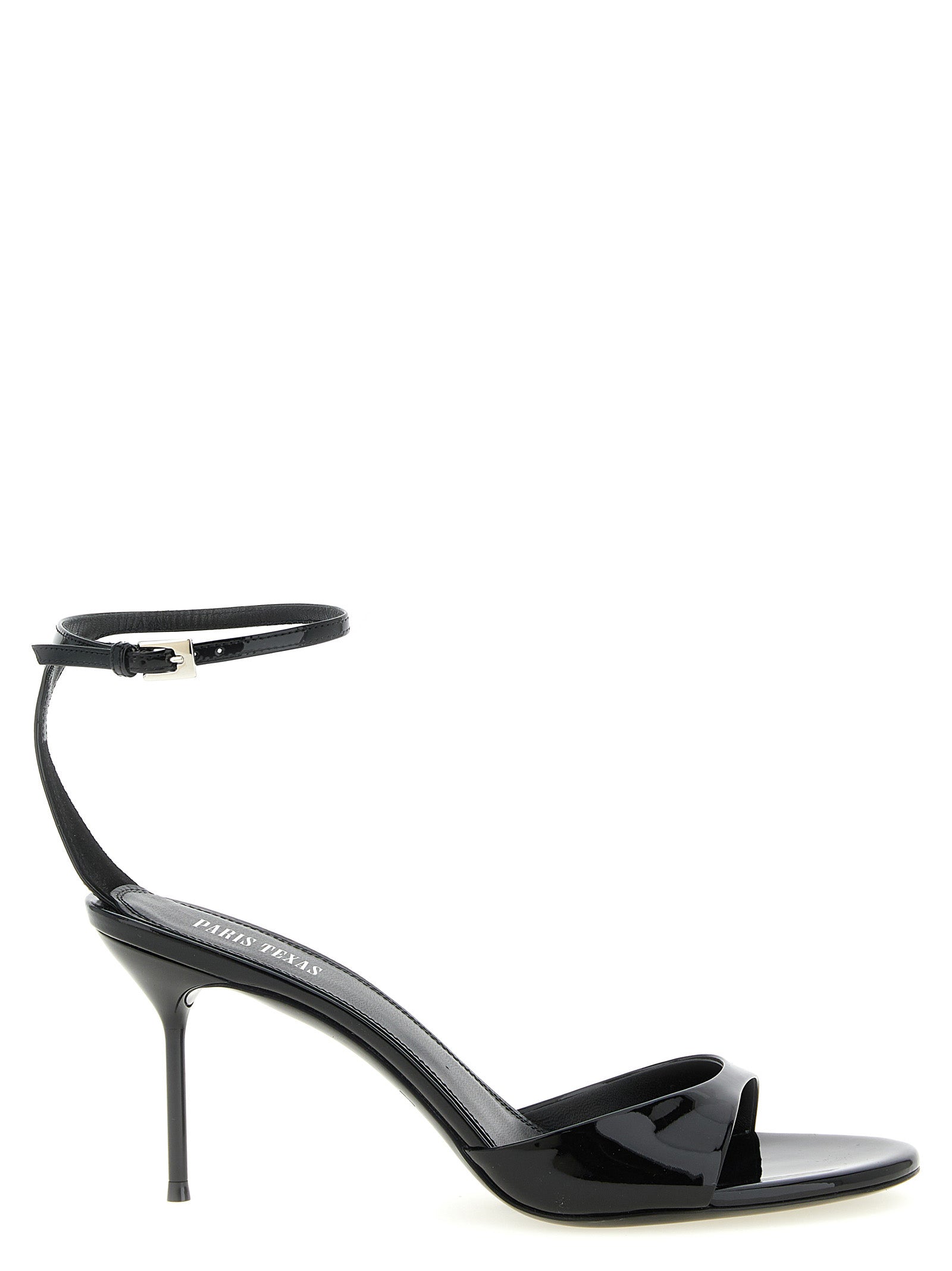 Paris Texas Black Calfskin Stiletto Heel Women's Sandals