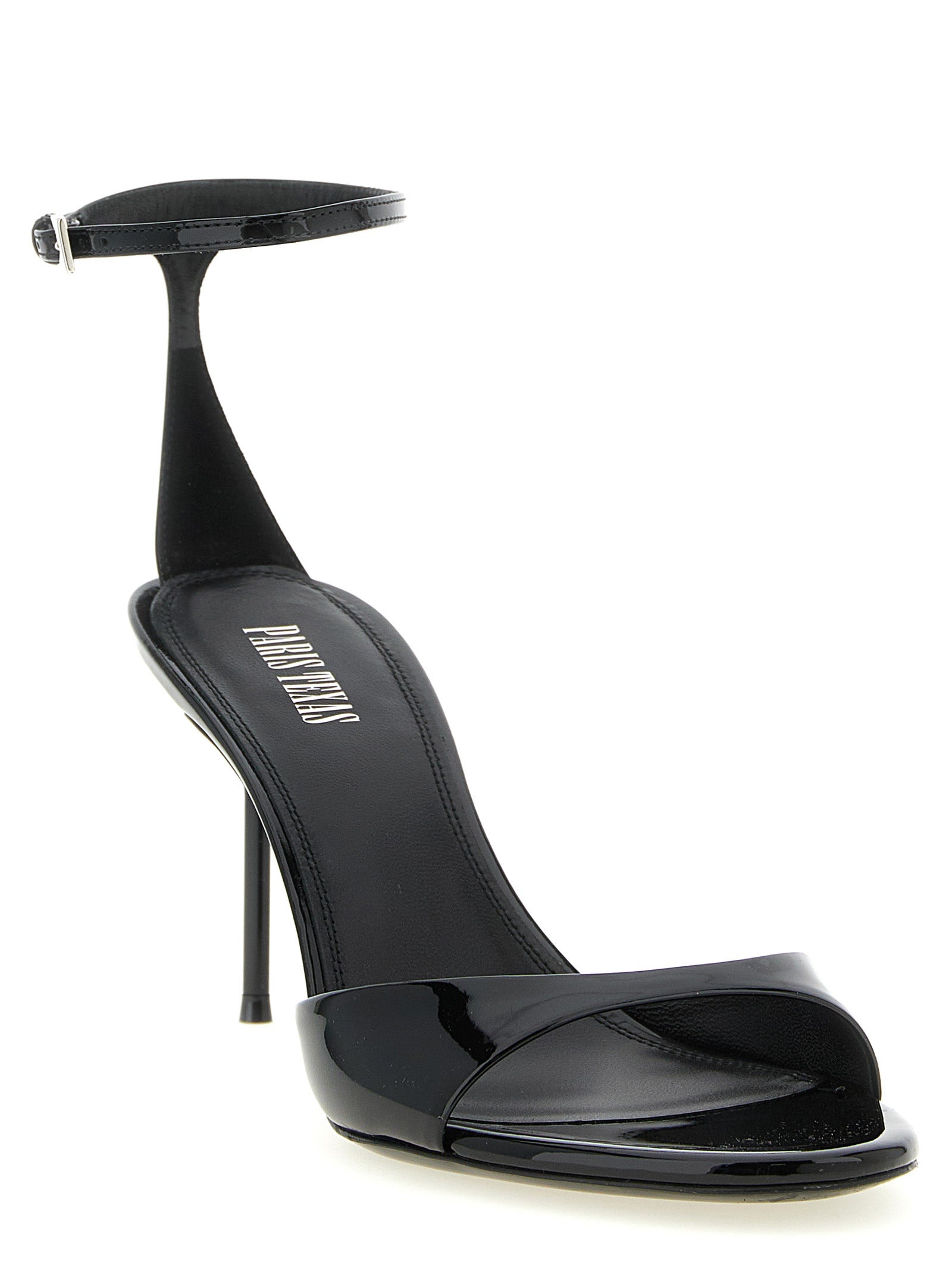 Paris Texas Black Calfskin Stiletto Heel Women's Sandals