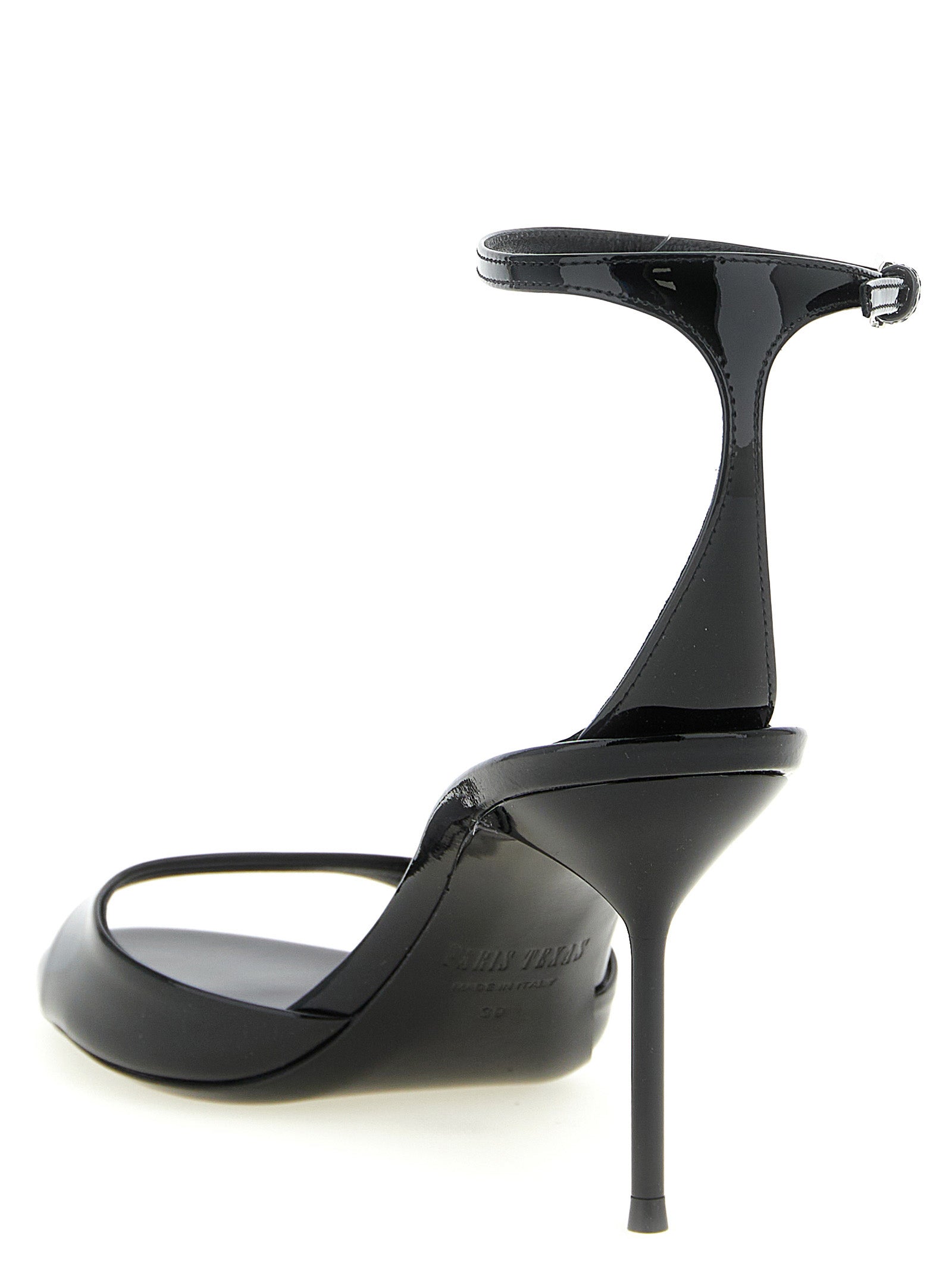 Paris Texas Black Calfskin Stiletto Heel Women's Sandals