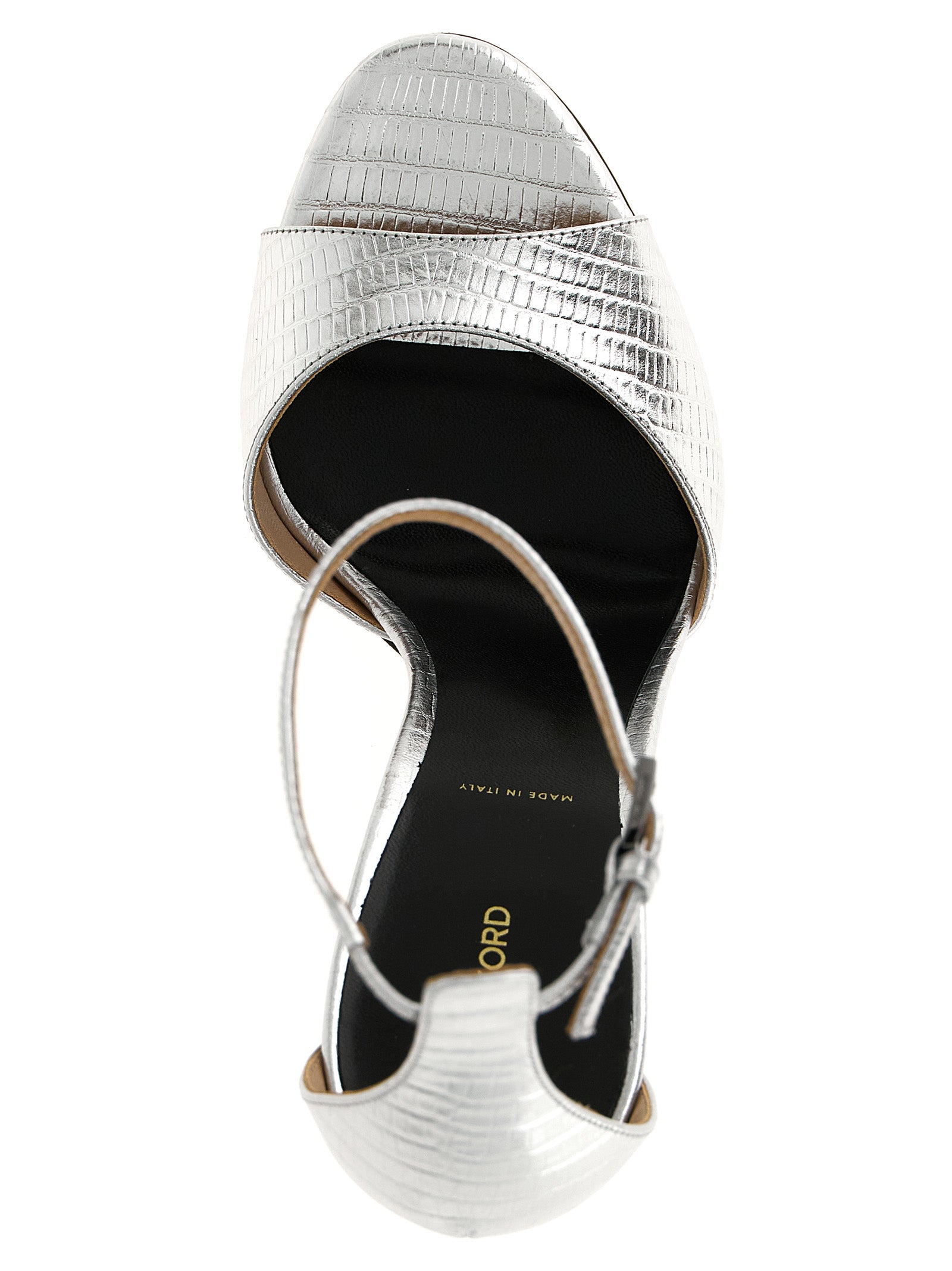 Tom Ford Silver Leather Stiletto Heel Women's Sandals