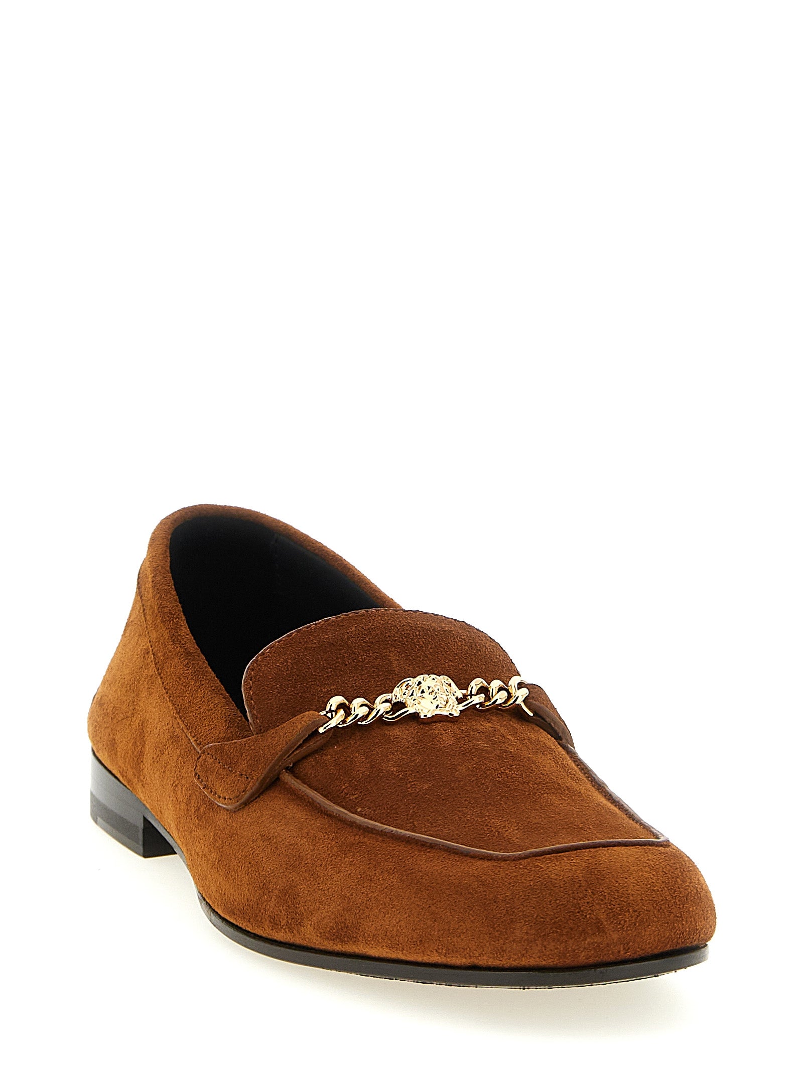 Versace Brown Calfskin Slip-On Women's Loafers