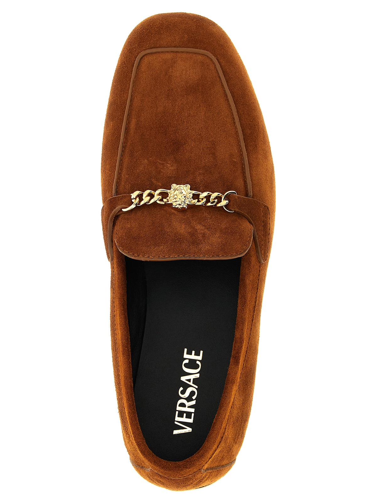 Versace Brown Calfskin Slip-On Women's Loafers
