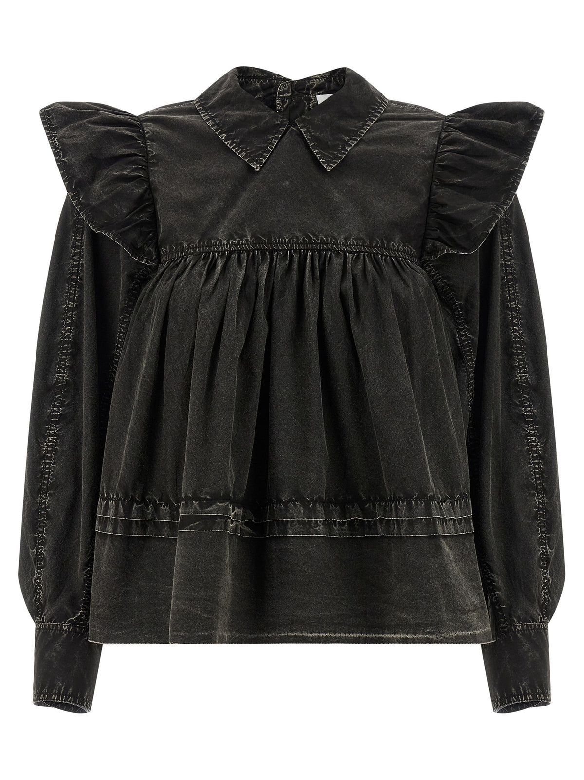 Ganni Black Organic Cotton Women's Blouse