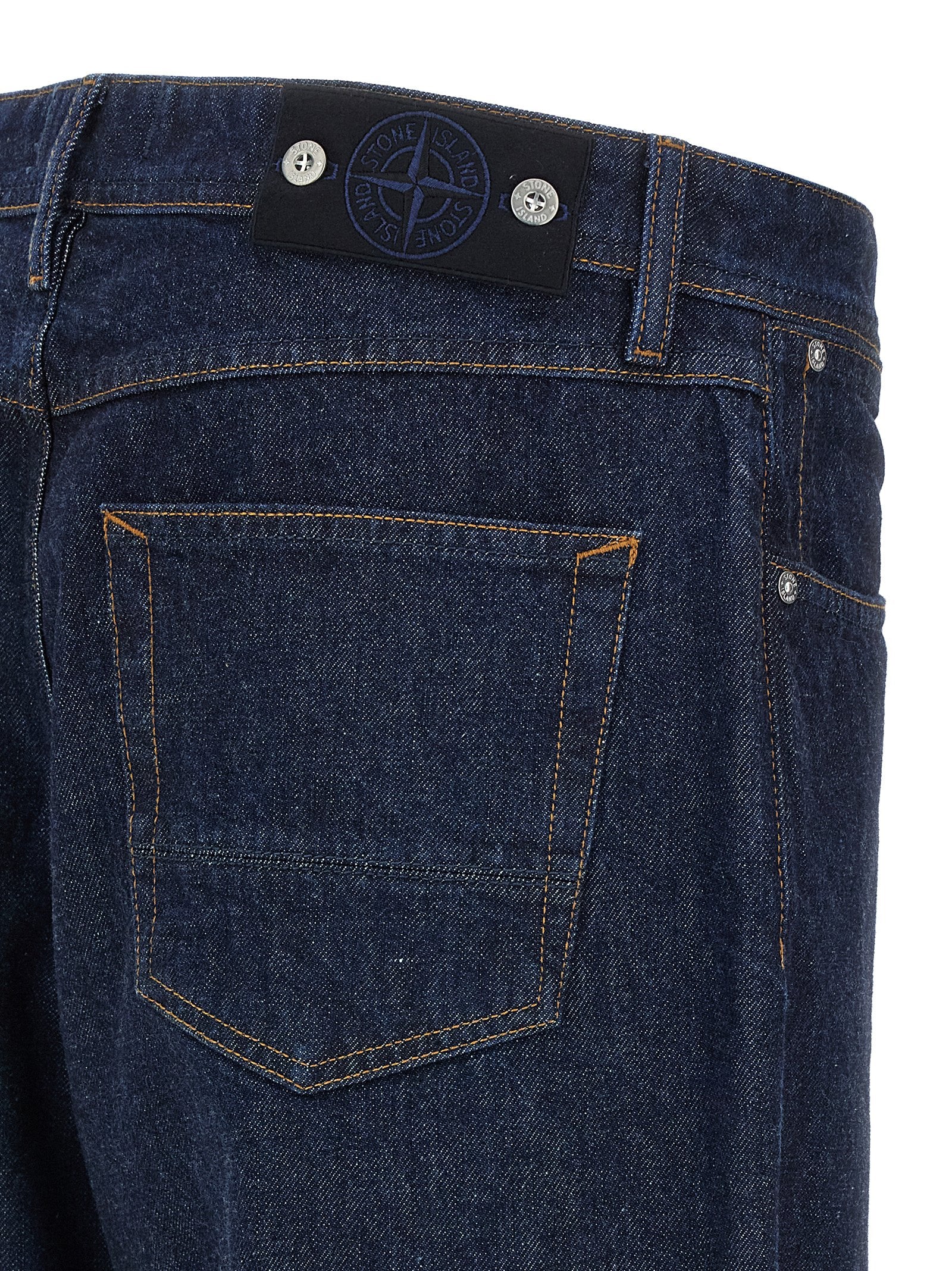 Stone Island Blue Cotton Relaxed Fit Men's Jeans