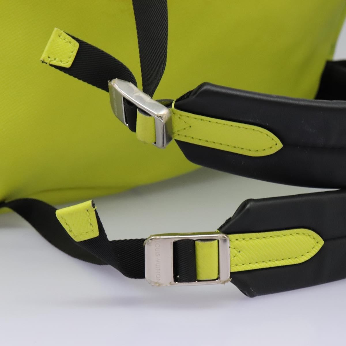 Louis Vuitton Discovery Monogram Taigarama Yellow Leather Backpack Bag (Pre-Owned)
