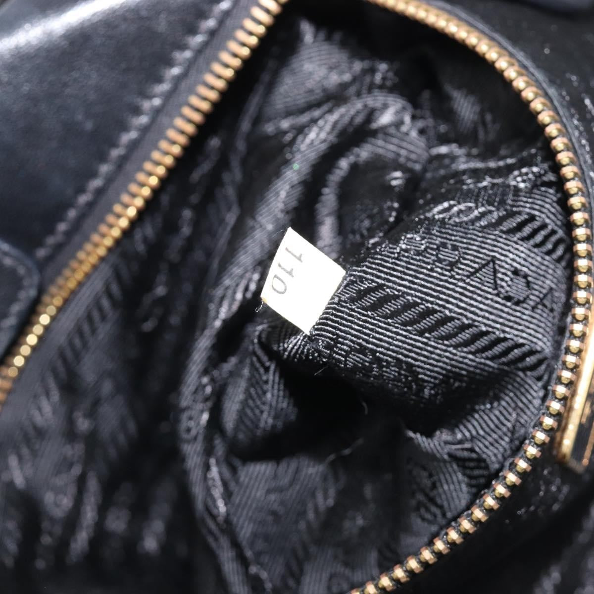 Prada Bow Top Handle Patent Leather Black Patent_Leather Handbag (Pre-Owned)