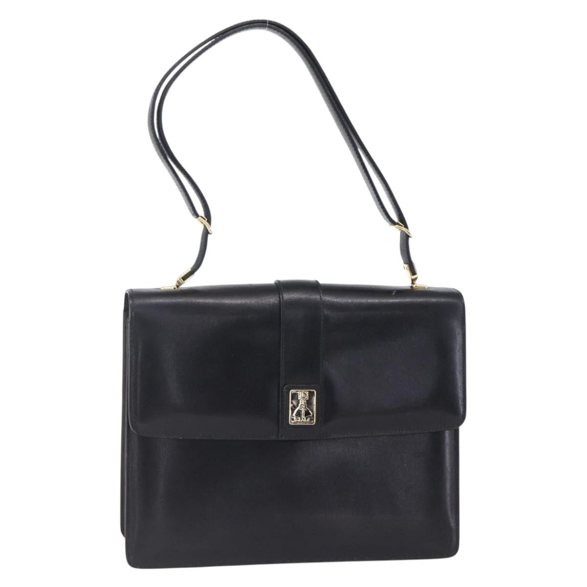 Burberry Nova Check Shoulder Bag Leather Black Leather Shoulder Bag Bag (Pre-Owned)