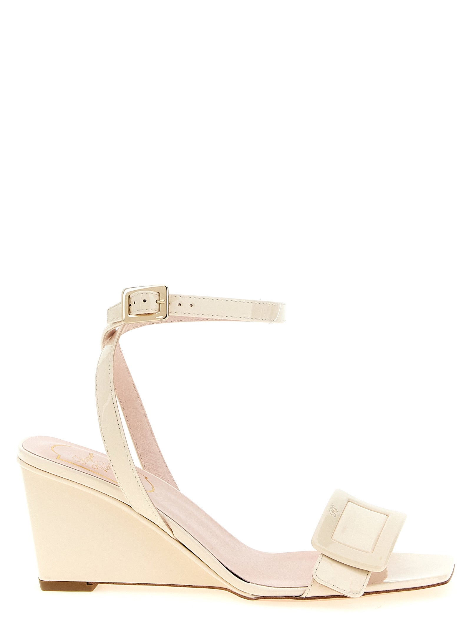 Roger Vivier White Calfskin Wedge Women's Sandals
