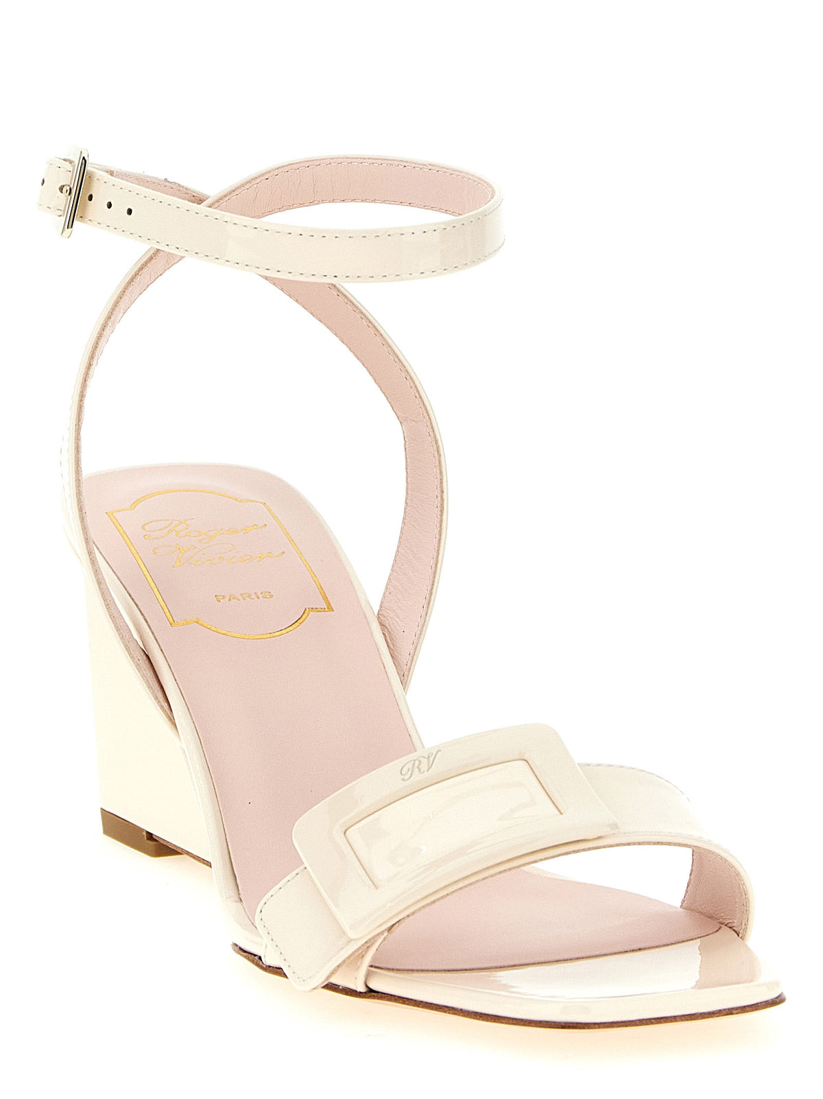 Roger Vivier White Calfskin Wedge Women's Sandals