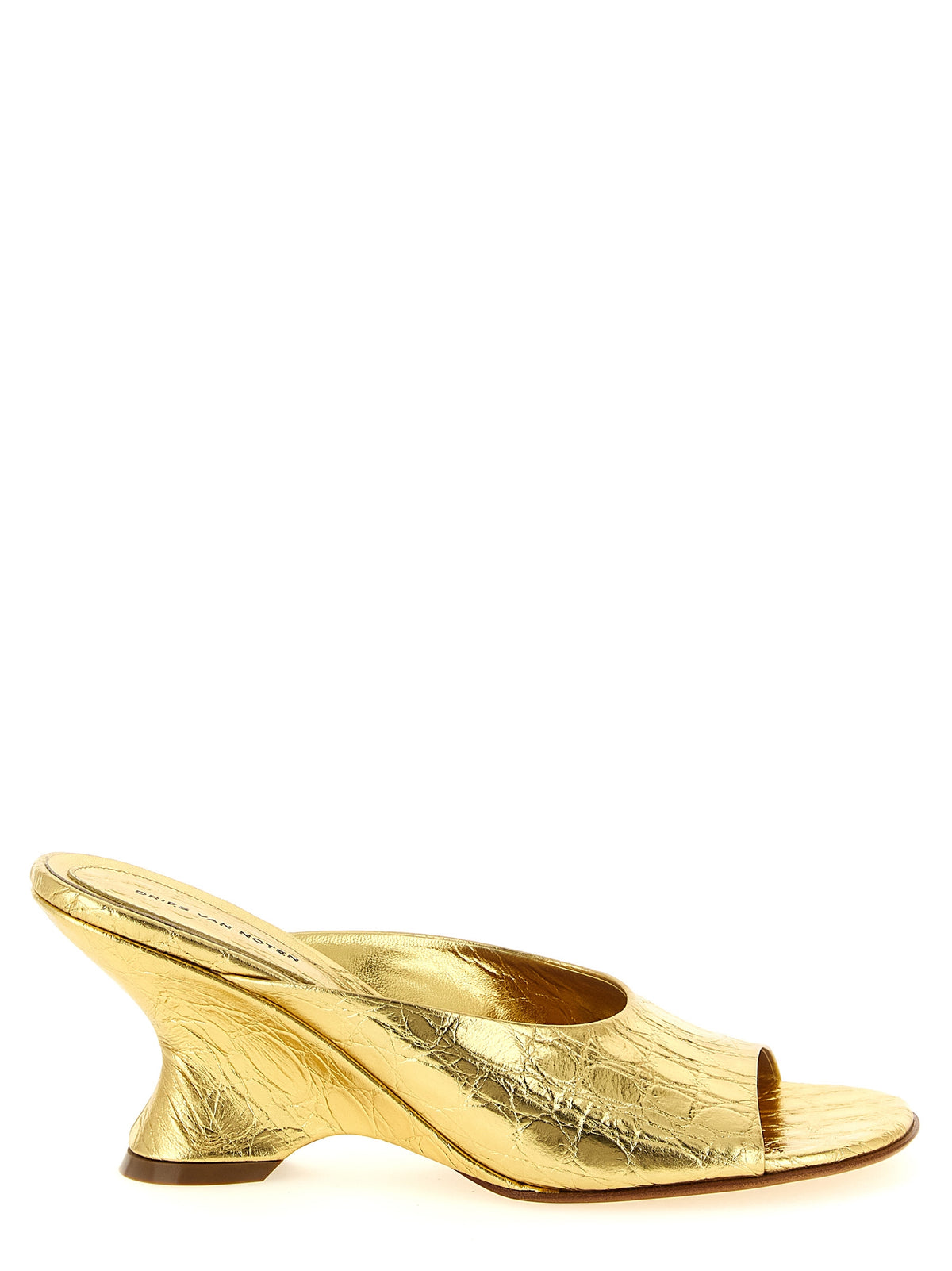 Dries Van Noten Gold Calfskin Wedge Women's Sandals