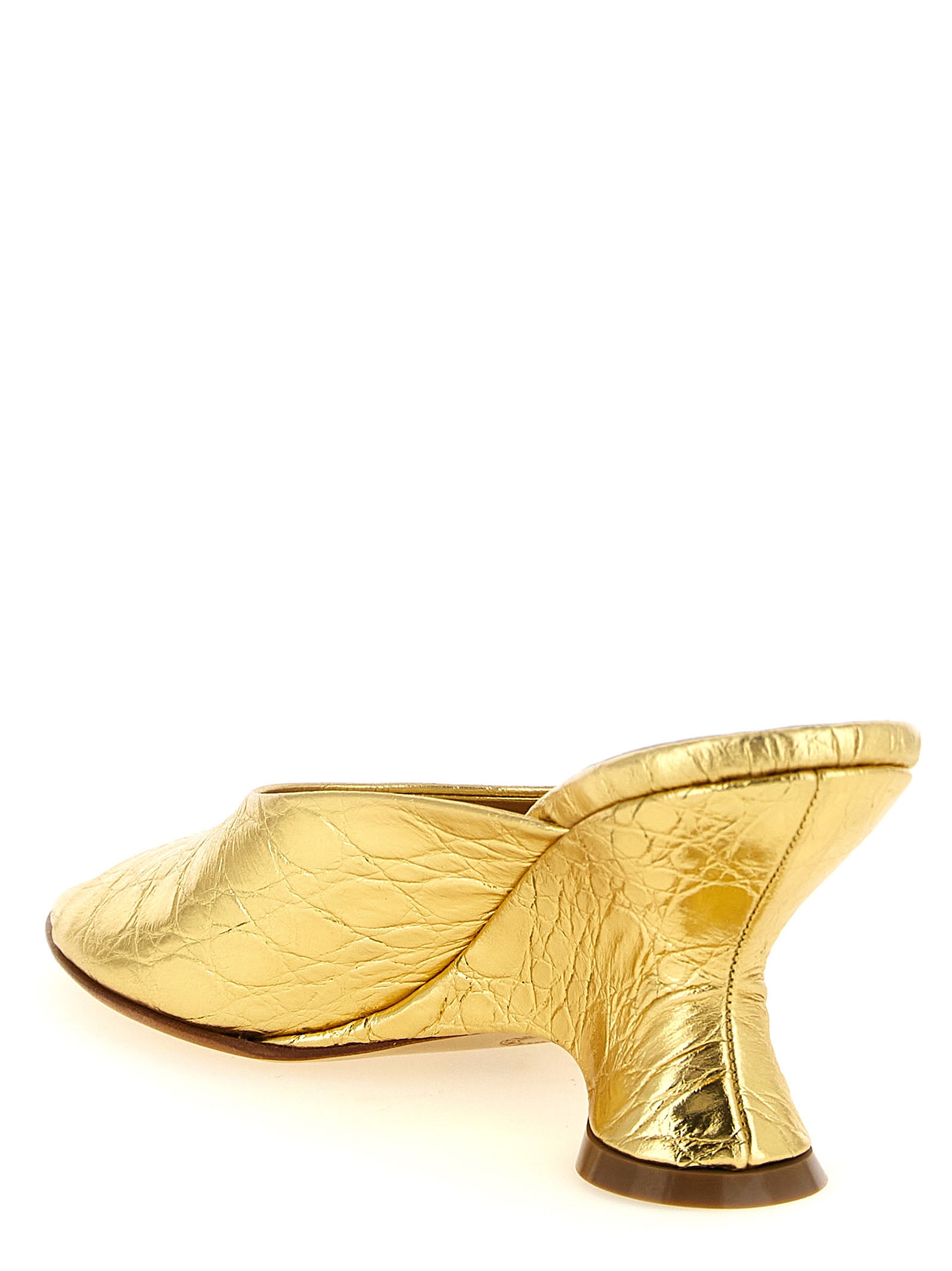 Dries Van Noten Gold Calfskin Wedge Women's Sandals