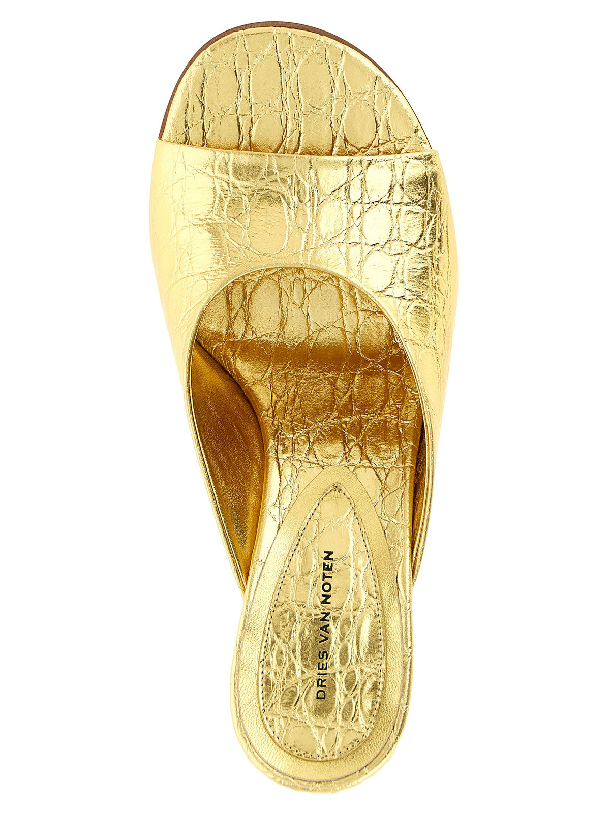 Dries Van Noten Gold Calfskin Wedge Women's Sandals