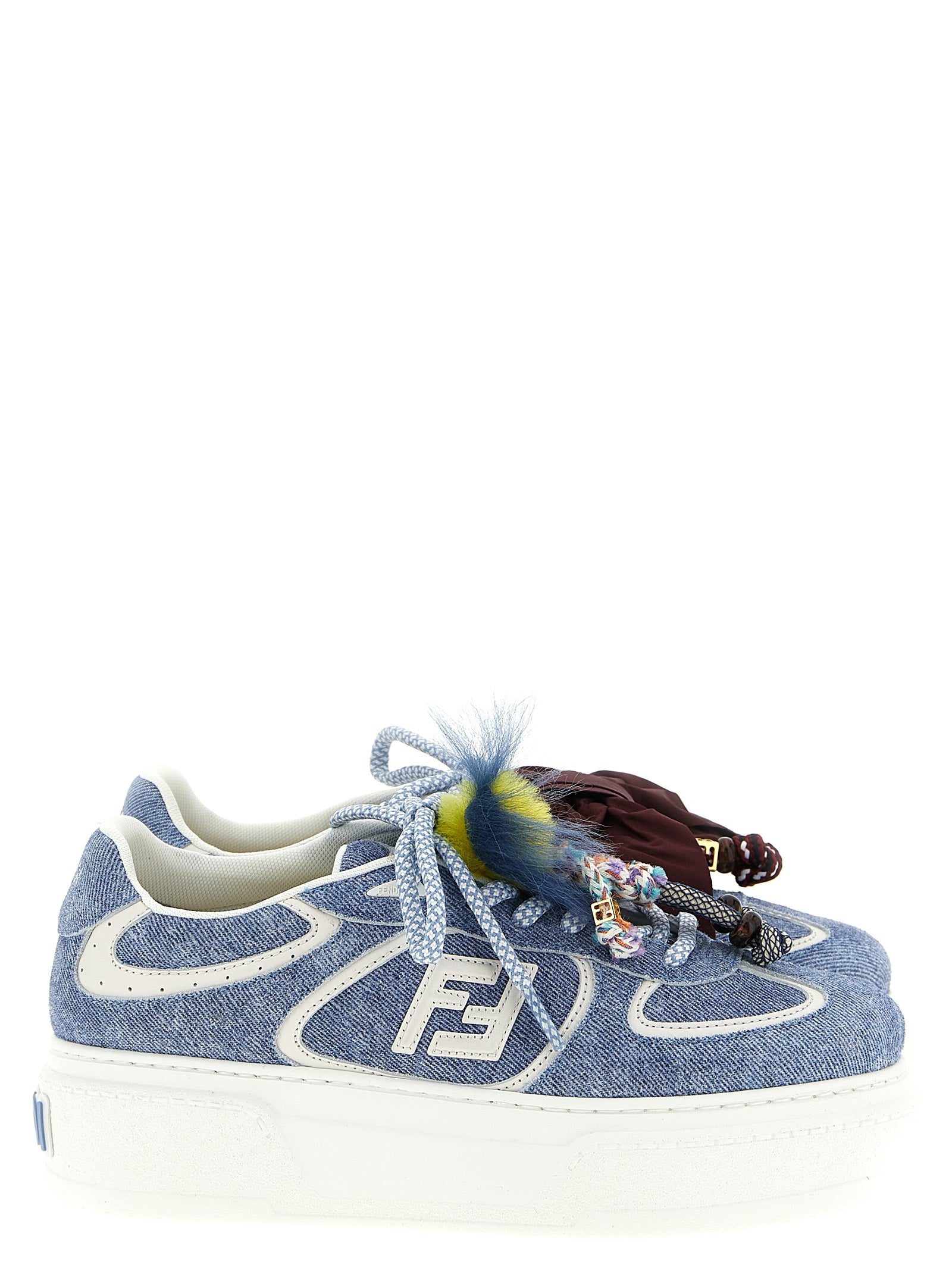 Fendi Blue Calfskin Platform Women's Sneakers