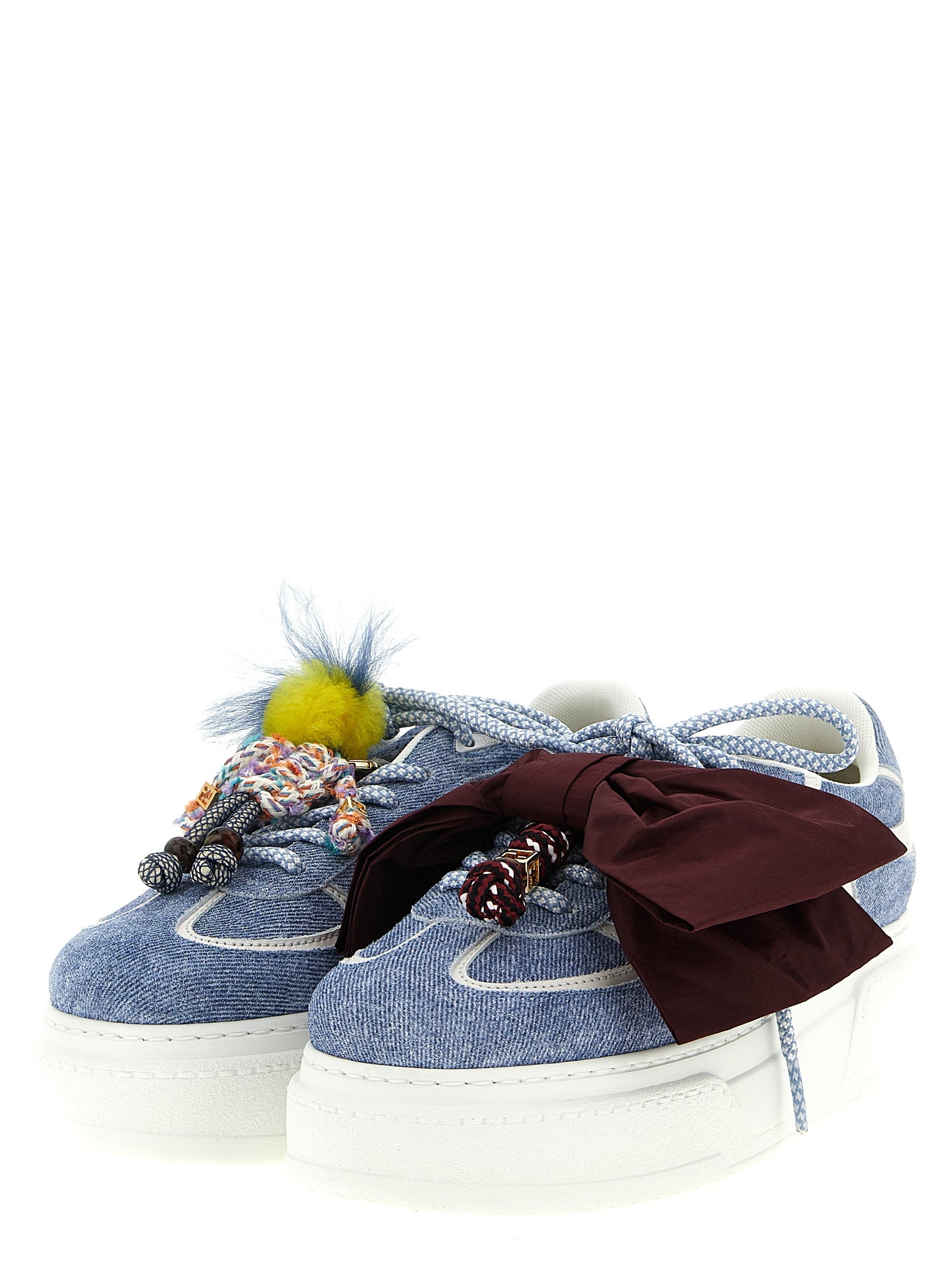 Fendi Blue Calfskin Platform Women's Sneakers