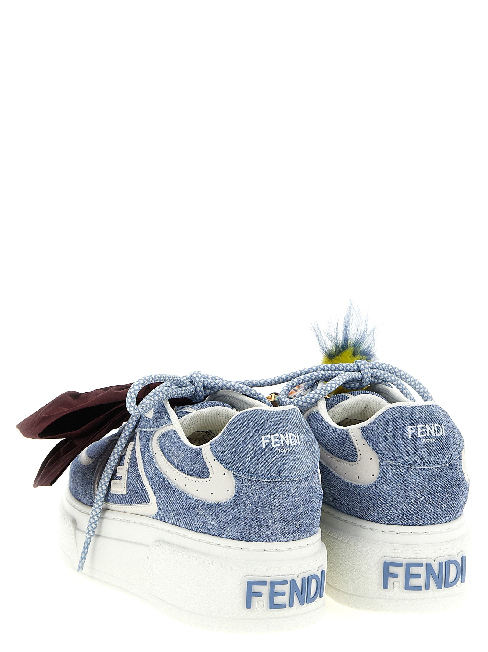 Fendi Blue Calfskin Platform Women's Sneakers