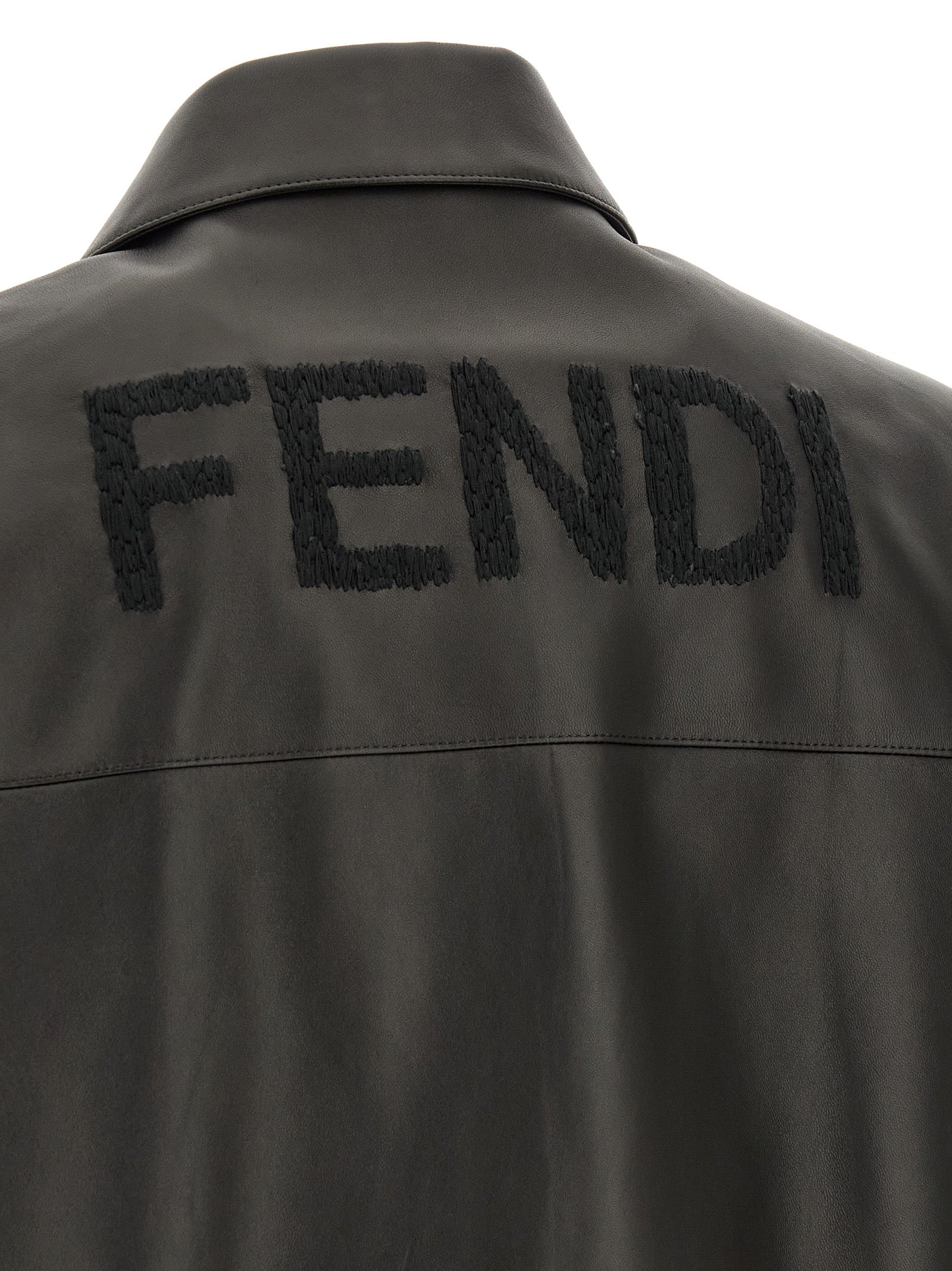 Fendi Black Lamb Leather Leather Men's Jacket