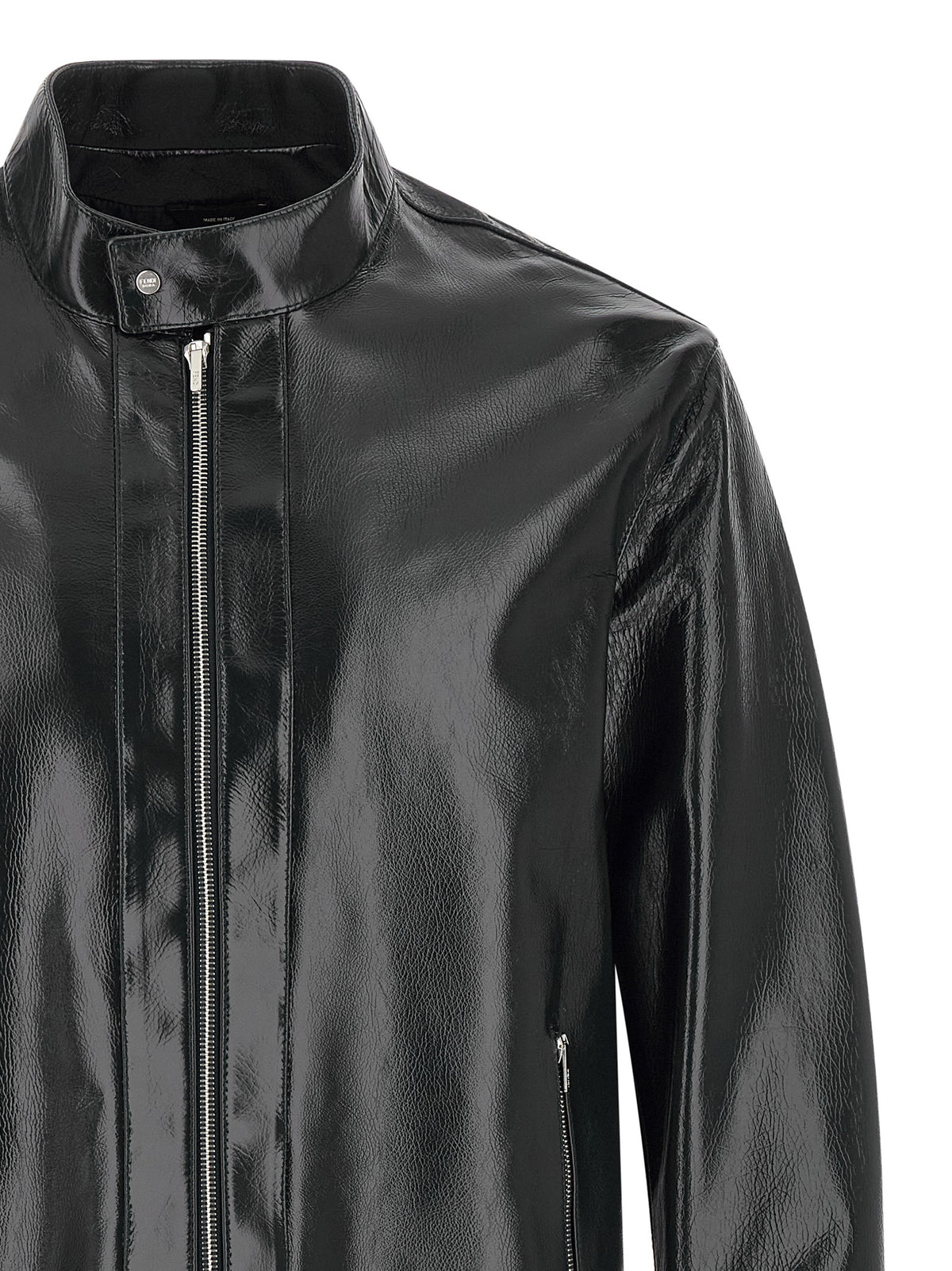 Fendi Blue Lamb Leather Leather Men's Jacket