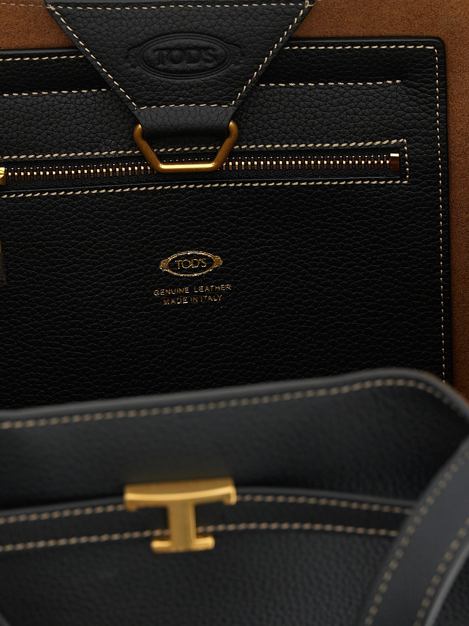 Tod's Black Calfskin Tote Women's Bag