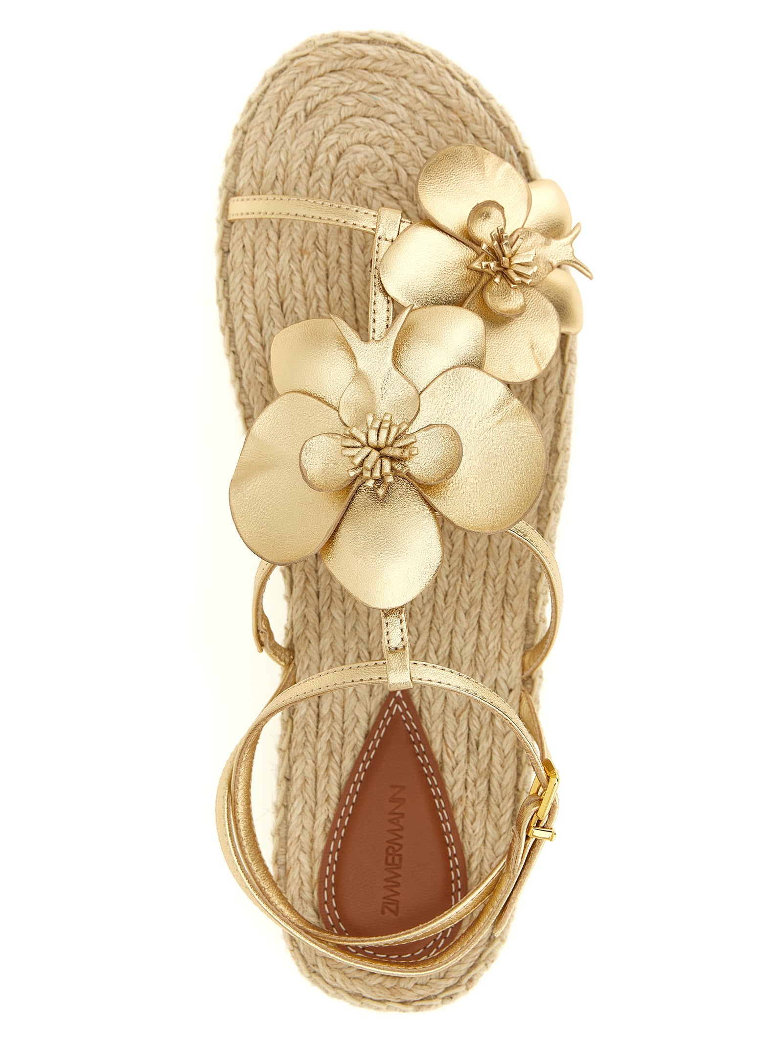 Zimmermann Gold Leather Flat Women's Sandals