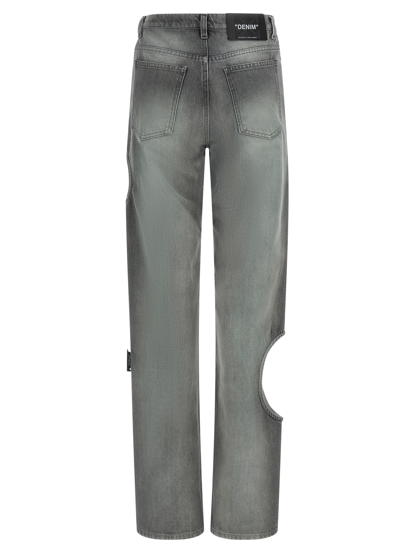 Off-White Gray Cotton Straight-Leg Women's Jeans