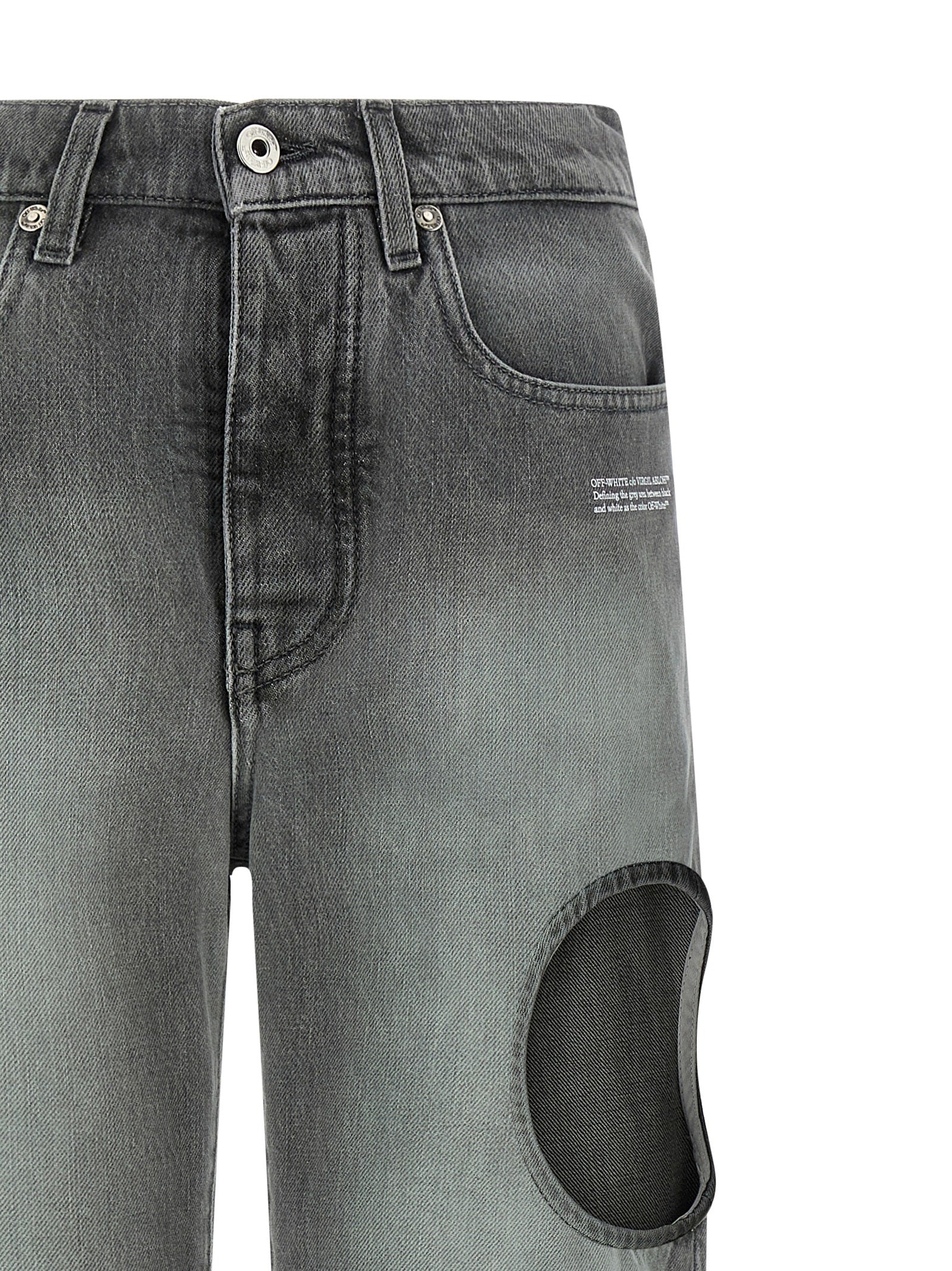 Off-White Gray Cotton Straight-Leg Women's Jeans