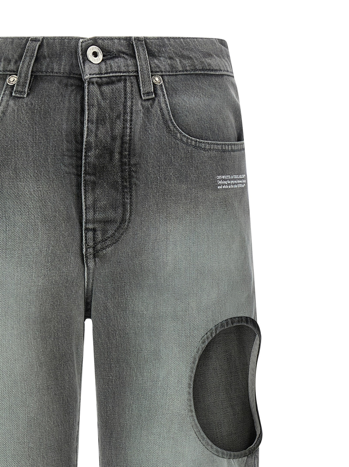 Off-White Gray Cotton Straight-Leg Women's Jeans