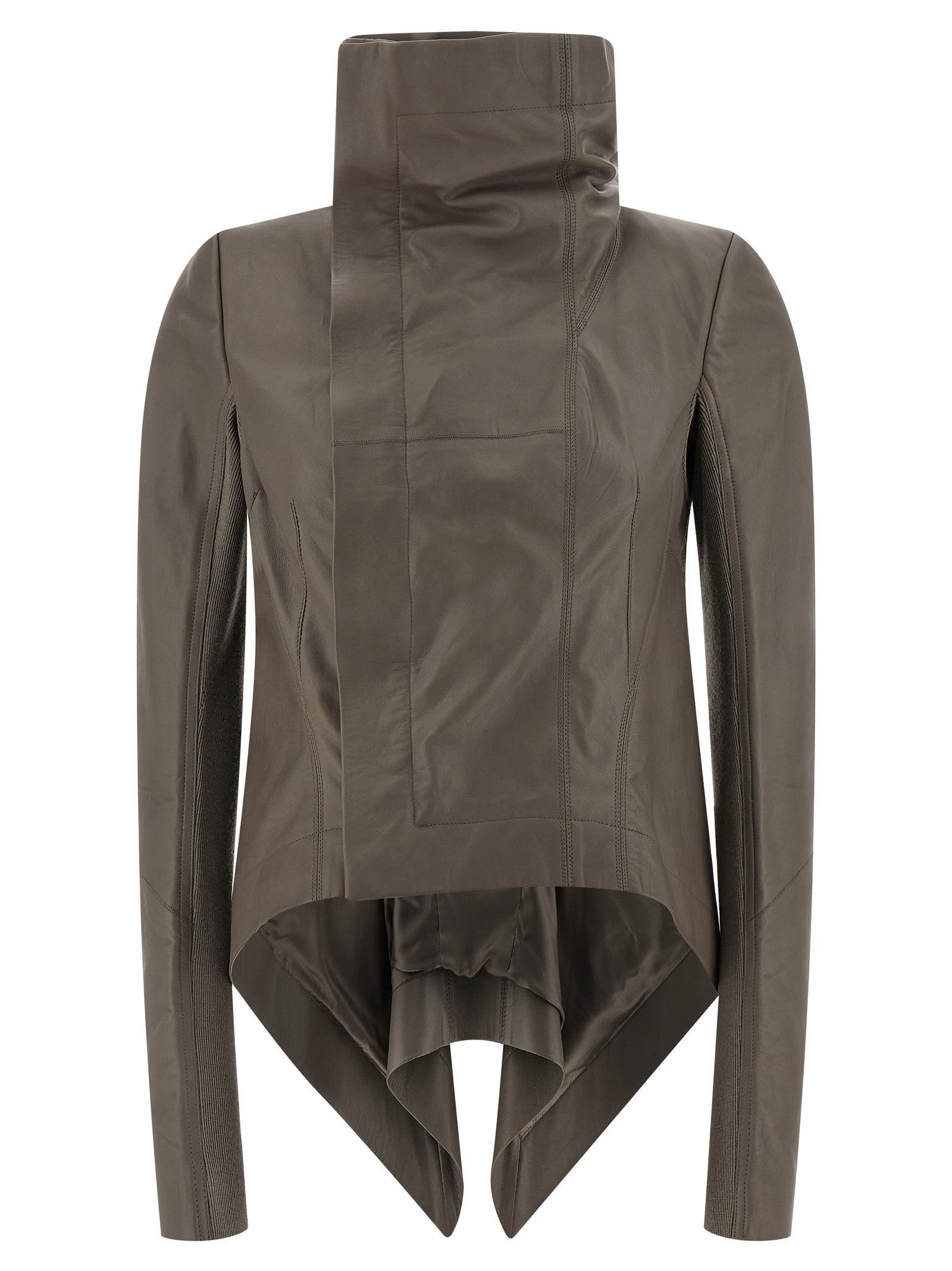 Rick Owens Gray Lamb Leather Leather Women's Jacket