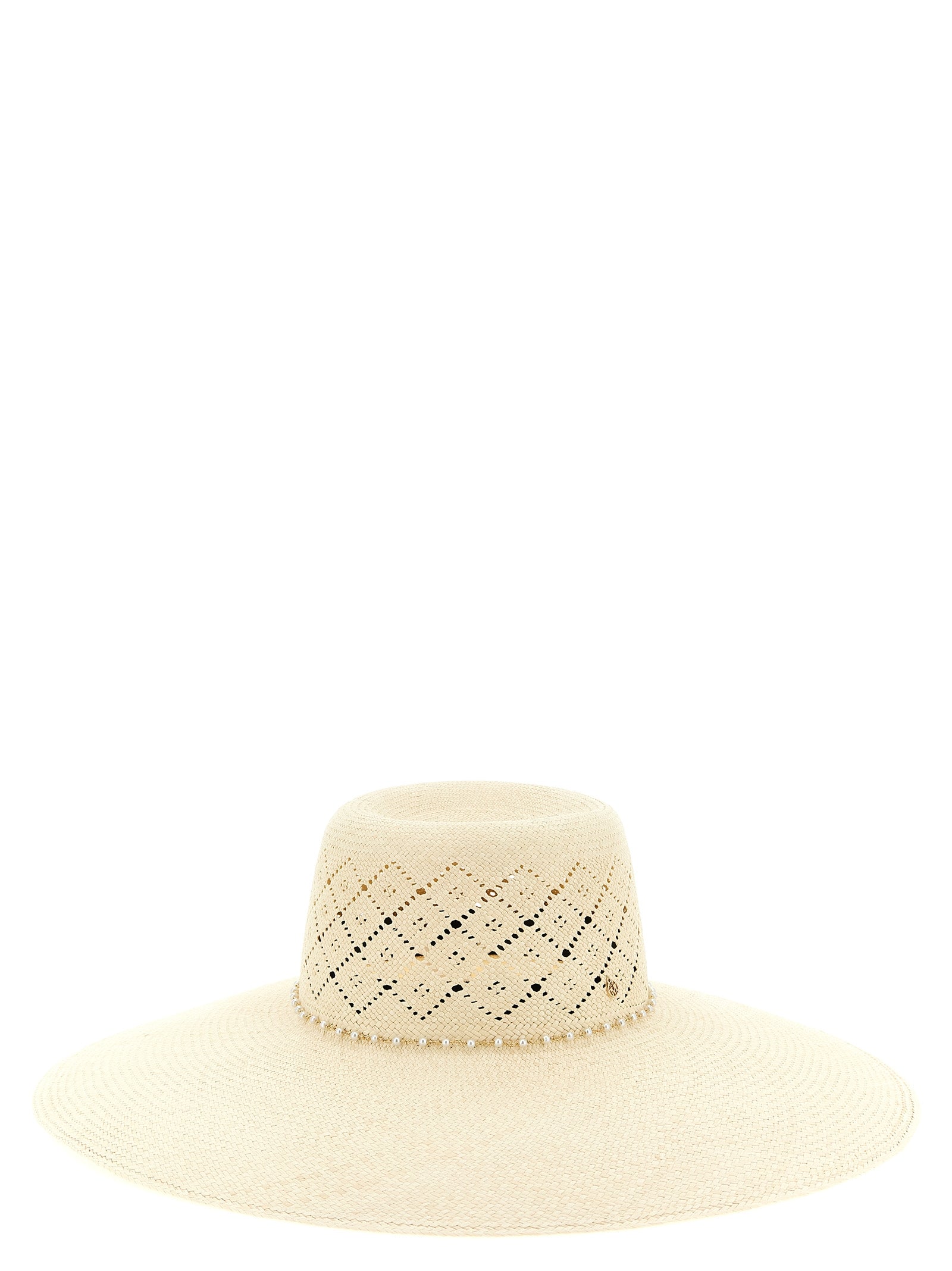 Maison Michel Beige Fabric Women's Sunhat
