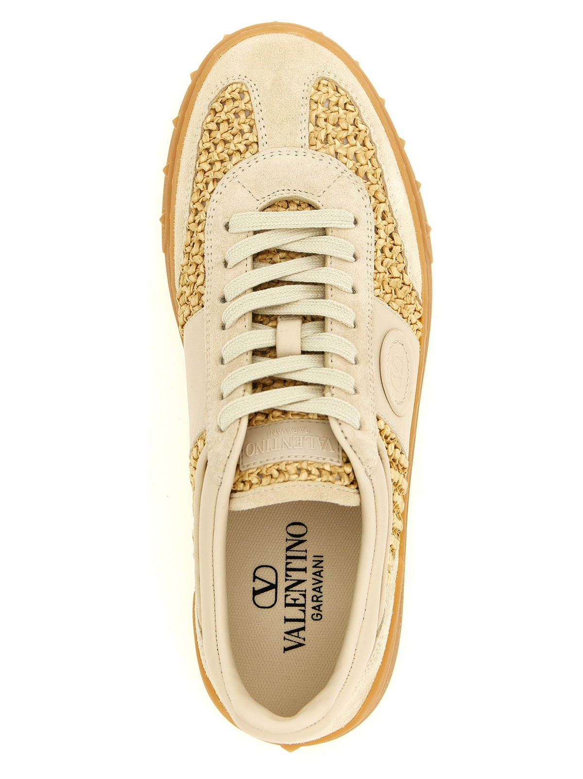 Valentino Garavani Beige Calfskin Low Top Women's Sneakers