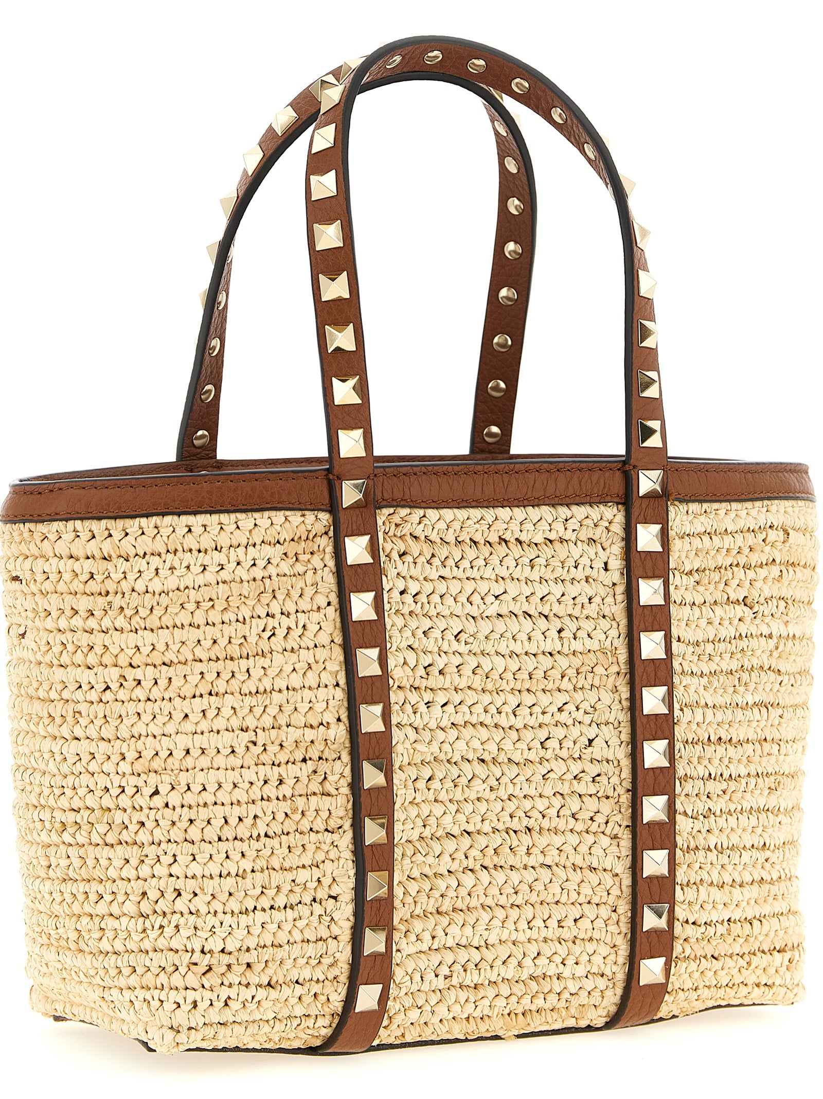 Valentino Garavani Beige Straw Tote Women's Bag