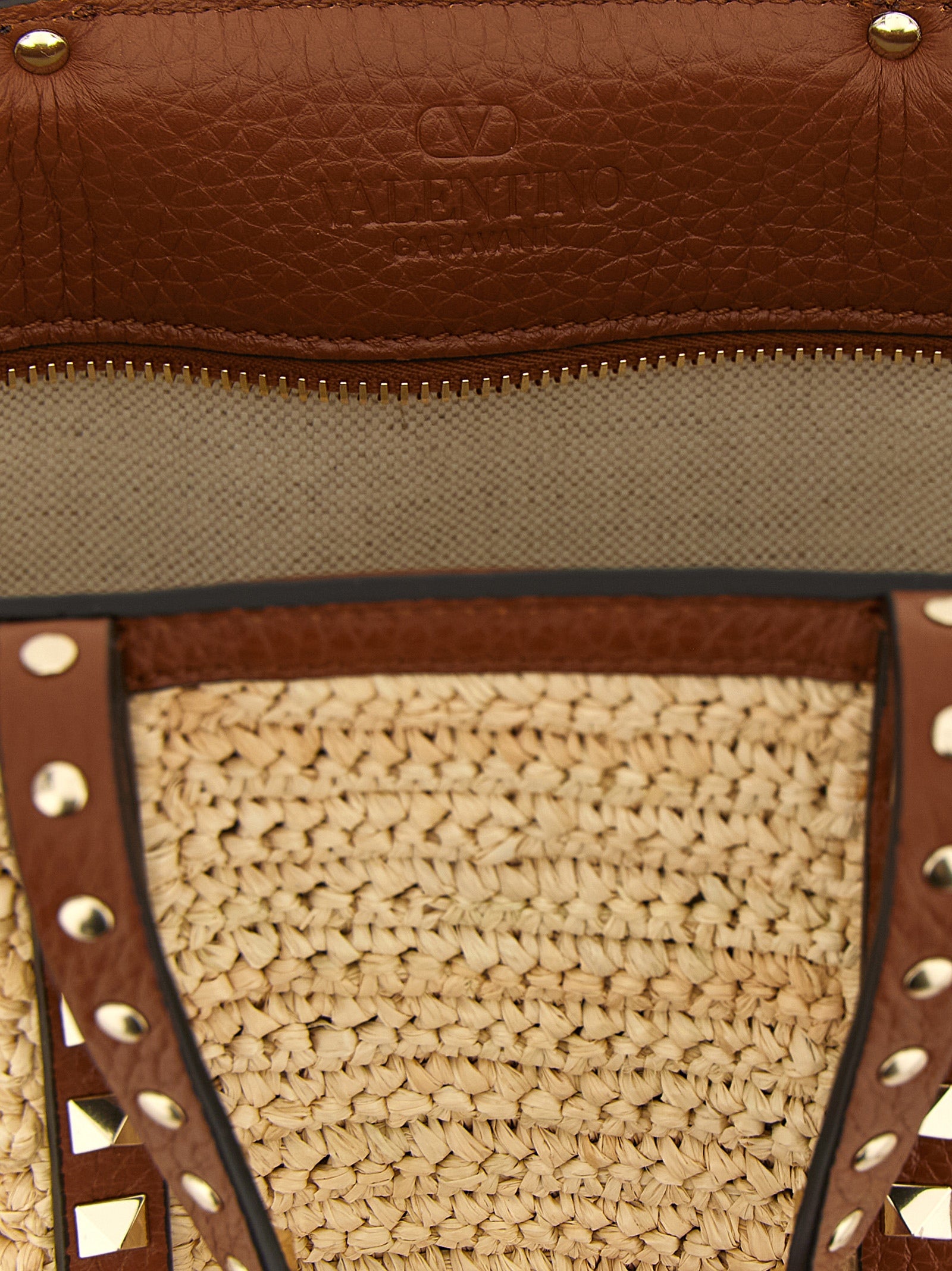 Valentino Garavani Beige Straw Tote Women's Bag