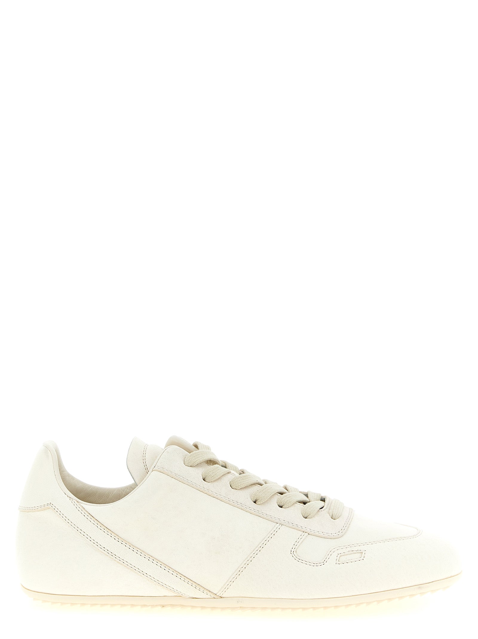 Rick Owens White Lamb Leather Low Top Men's Sneakers