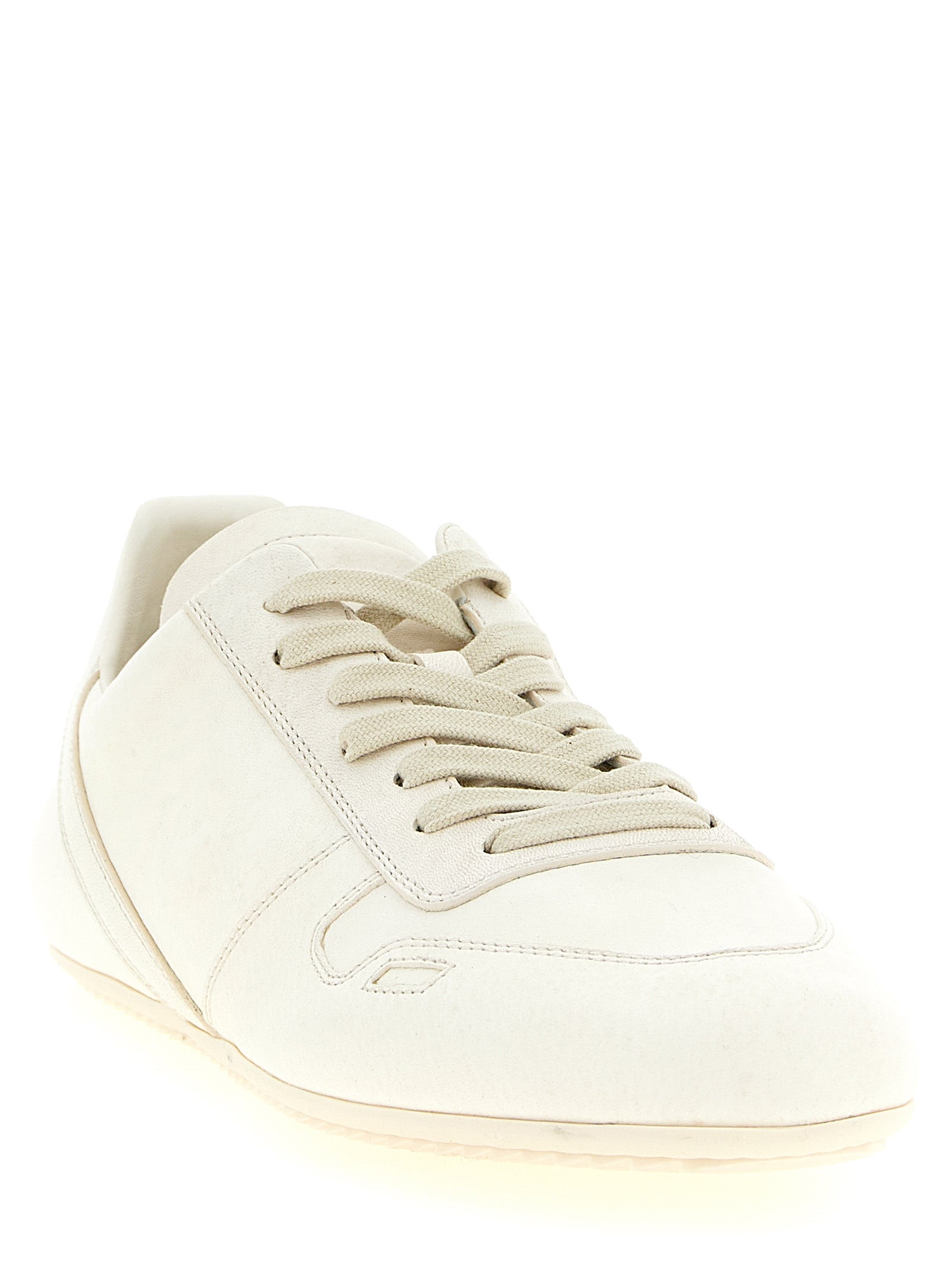 Rick Owens White Lamb Leather Low Top Men's Sneakers