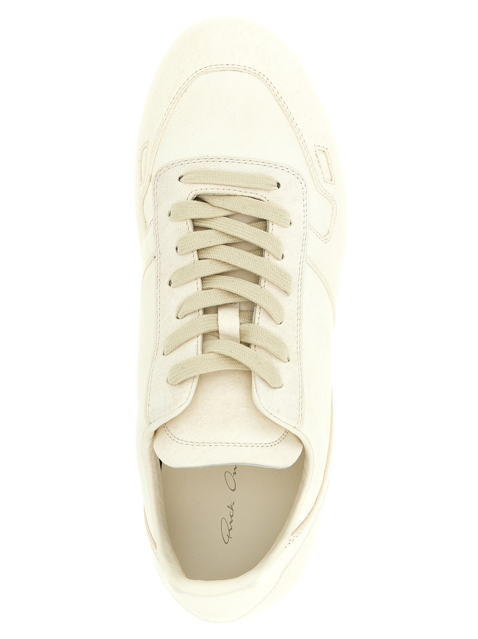 Rick Owens White Lamb Leather Low Top Men's Sneakers