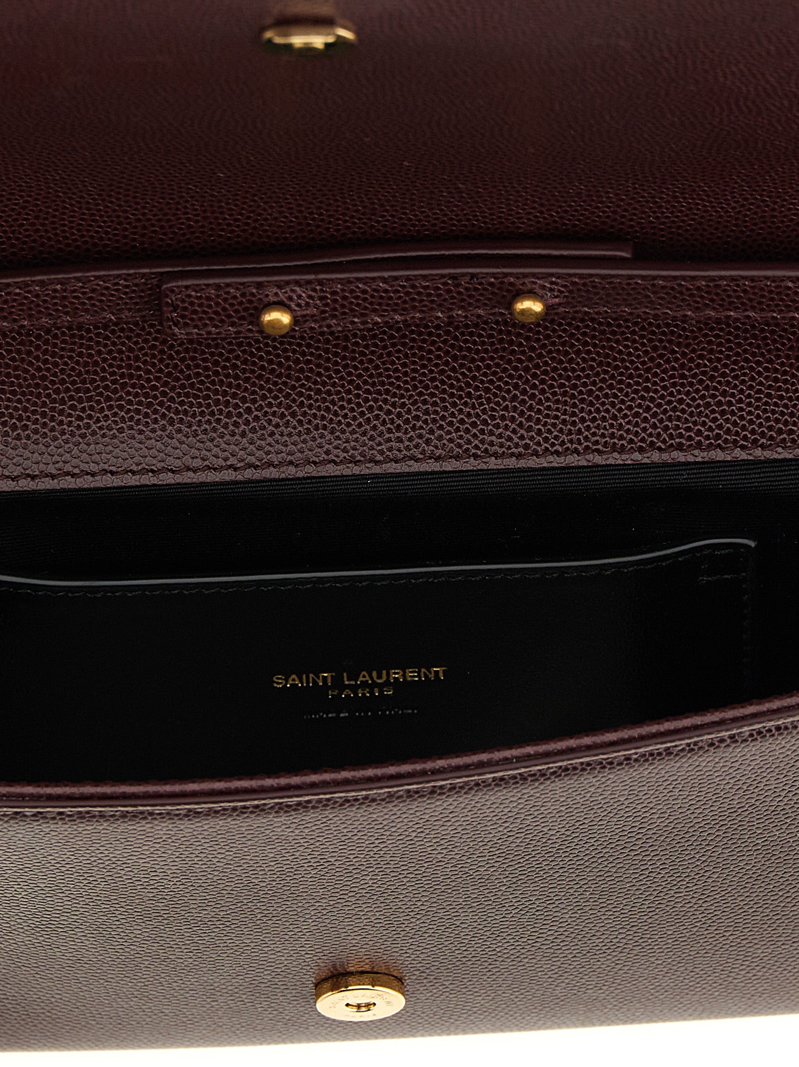 Saint Laurent Bordeaux Calfskin Clutch Women's Bag