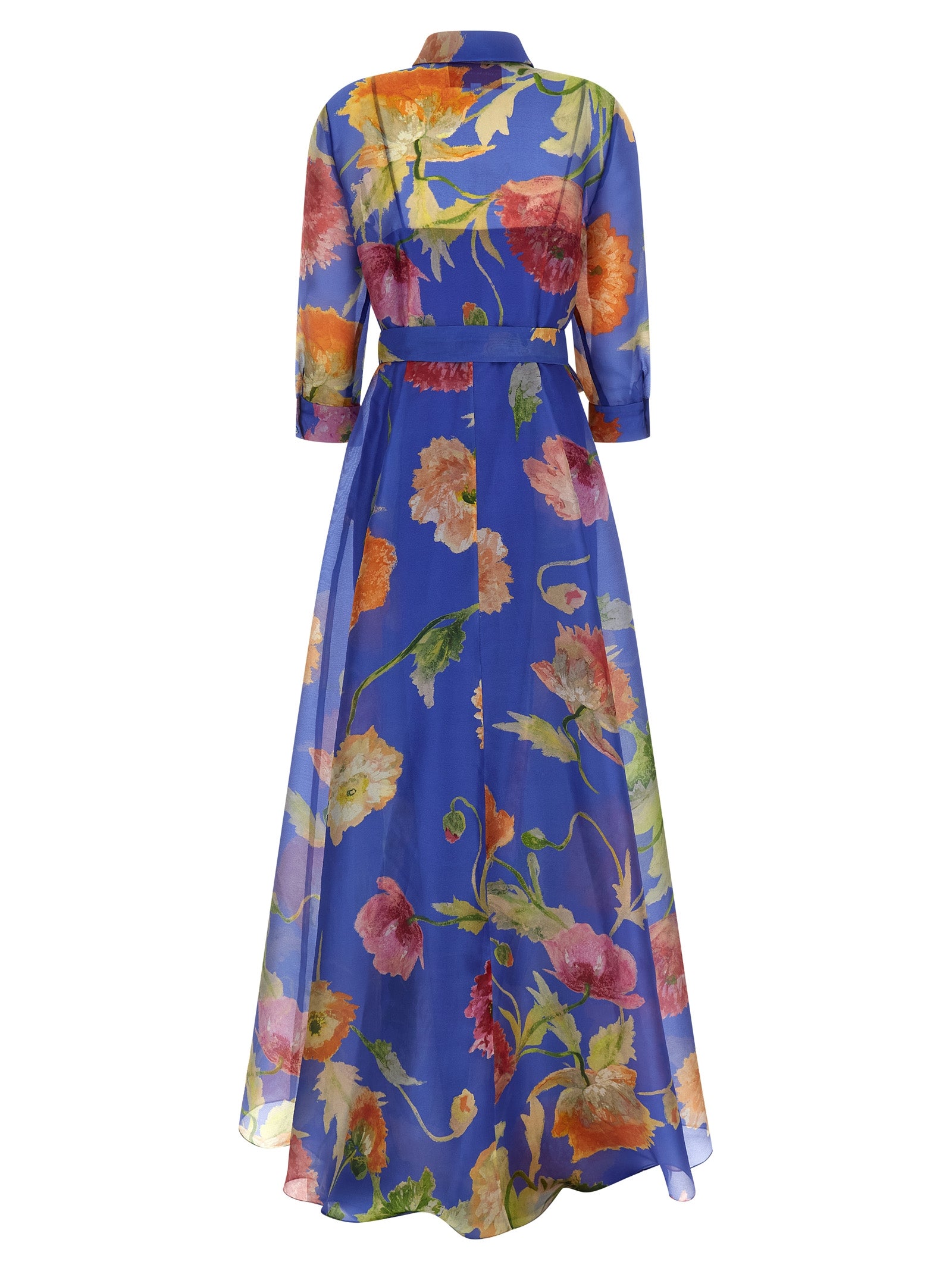 Carolina Herrera Blue Silk Long Women's Dress