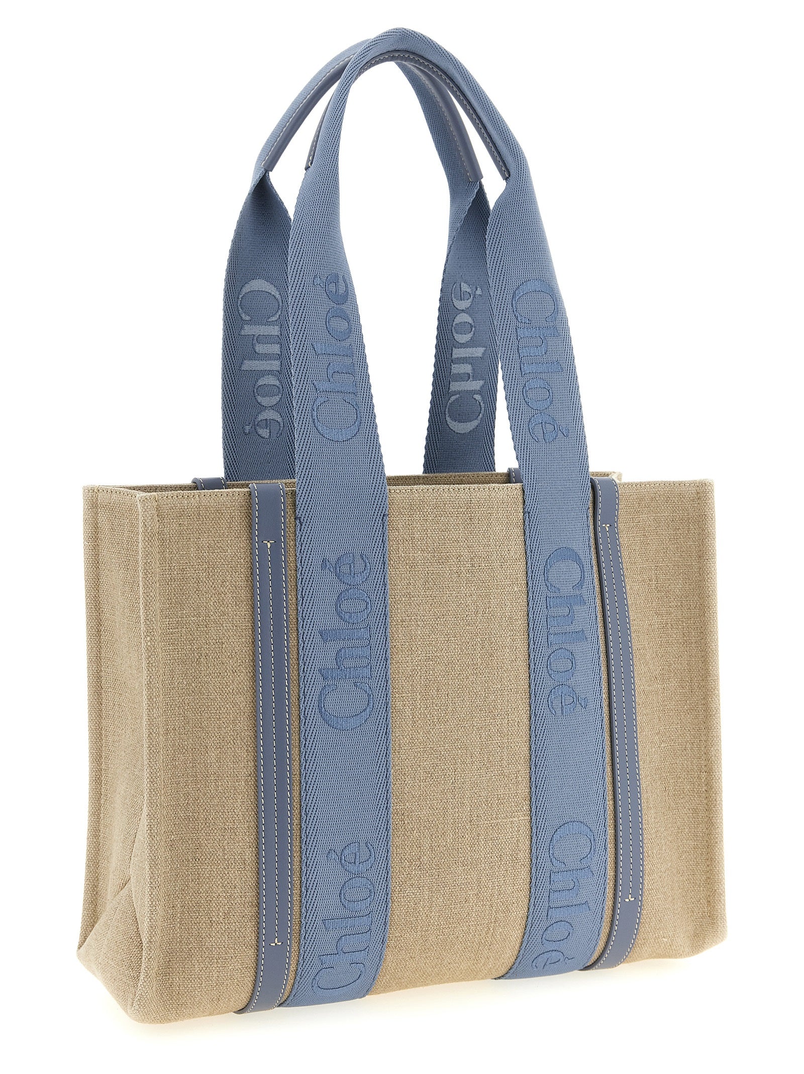 Chloé Blue Linen Tote Women's Bag