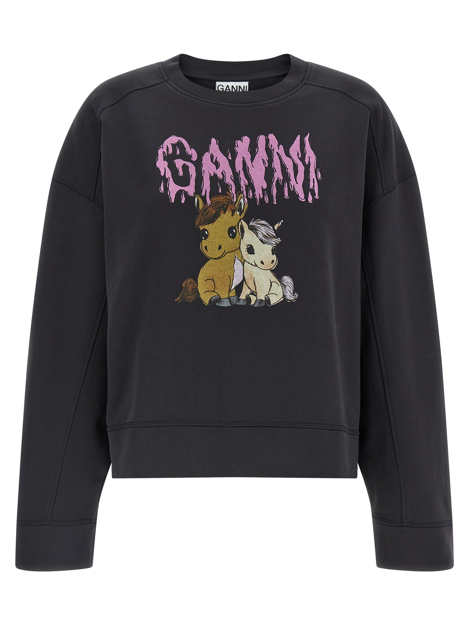 Ganni Black Organic Cotton Women's Sweatshirt