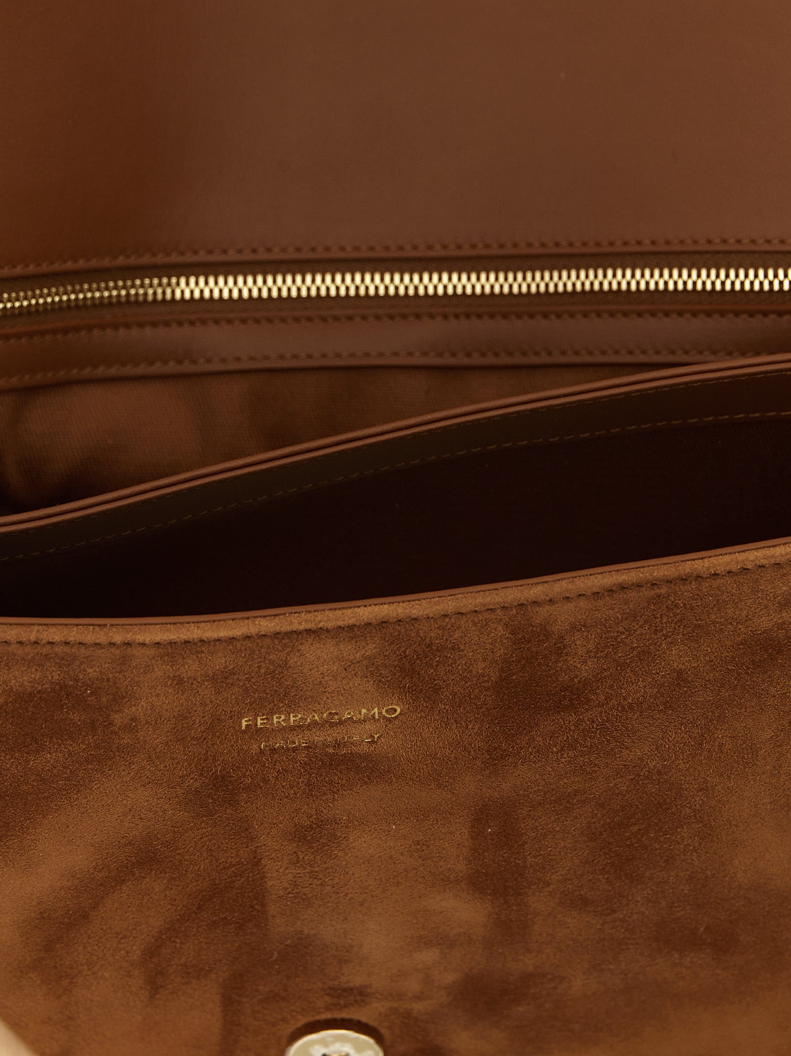 Ferragamo Brown Goatskin Shoulder Women's Bag