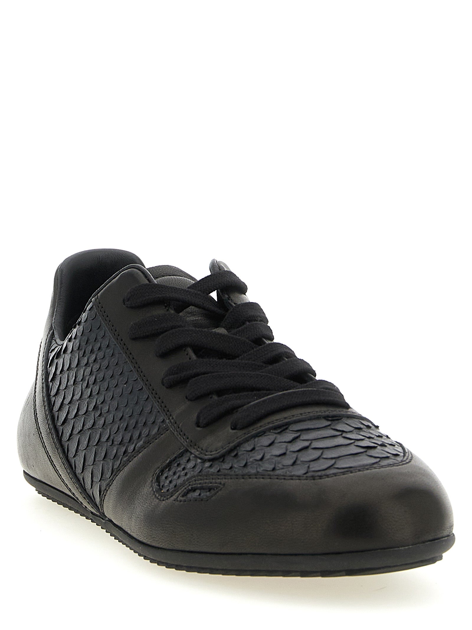 Rick Owens Black Lamb Leather Low Top Men's Sneakers