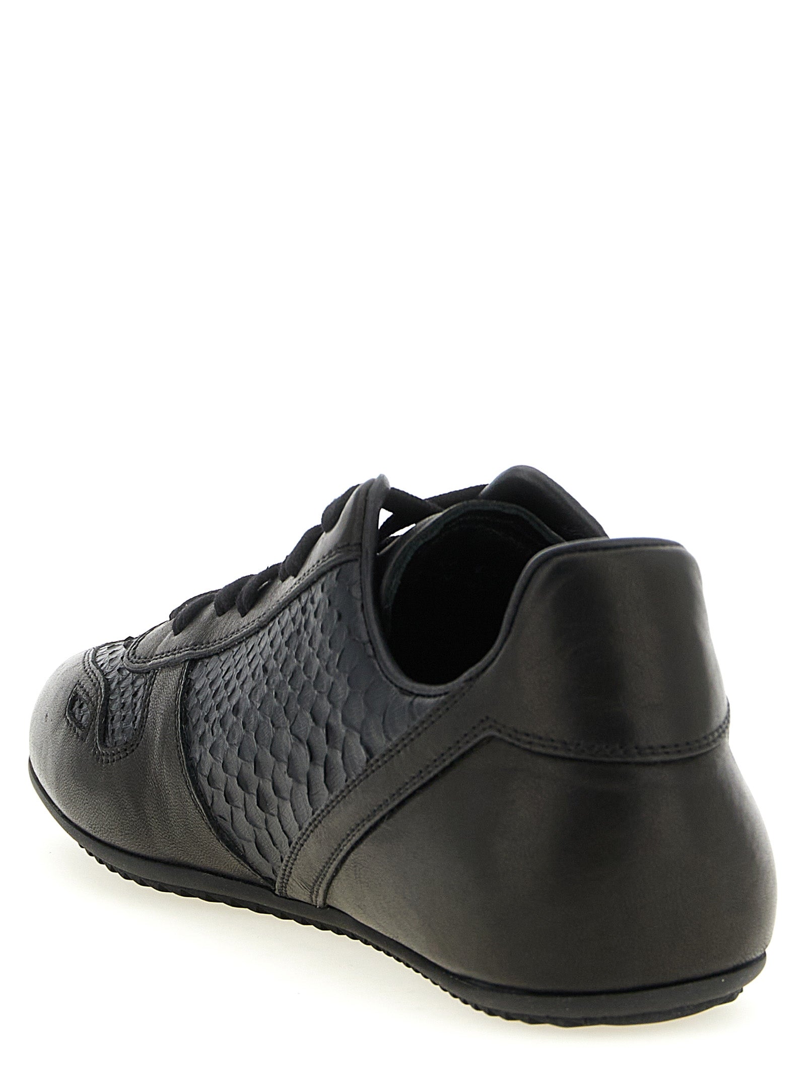 Rick Owens Black Lamb Leather Low Top Men's Sneakers