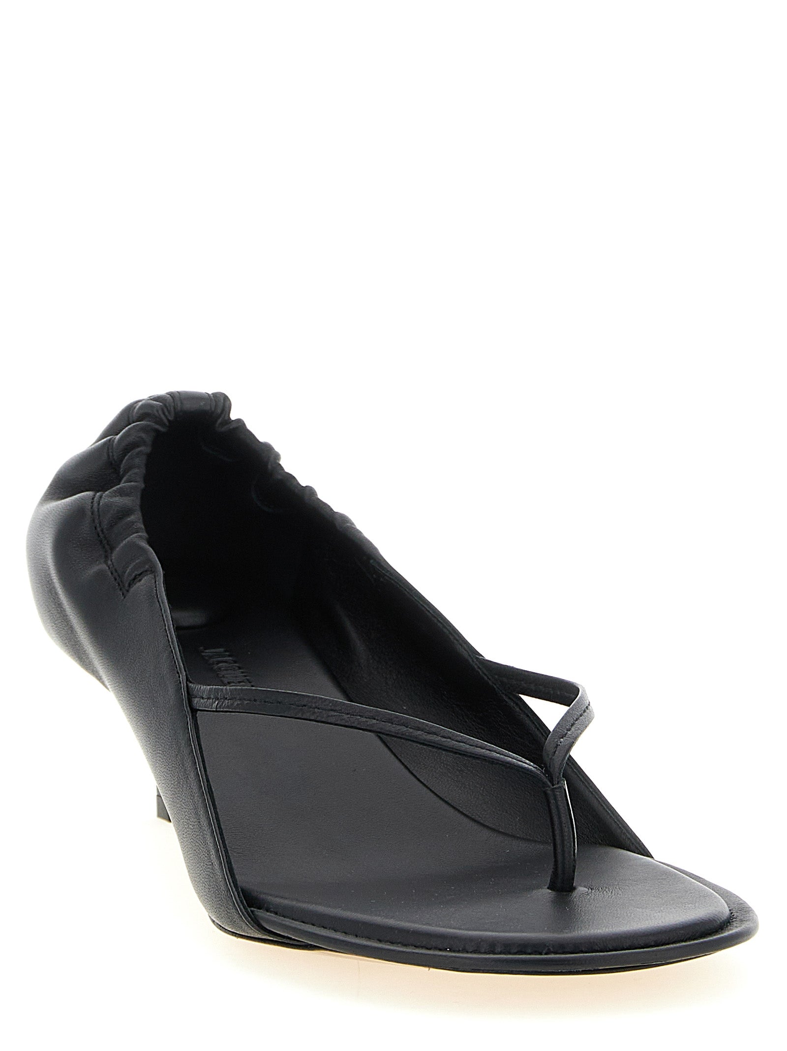 Jacquemus Black Lamb Leather Flat Women's Sandals