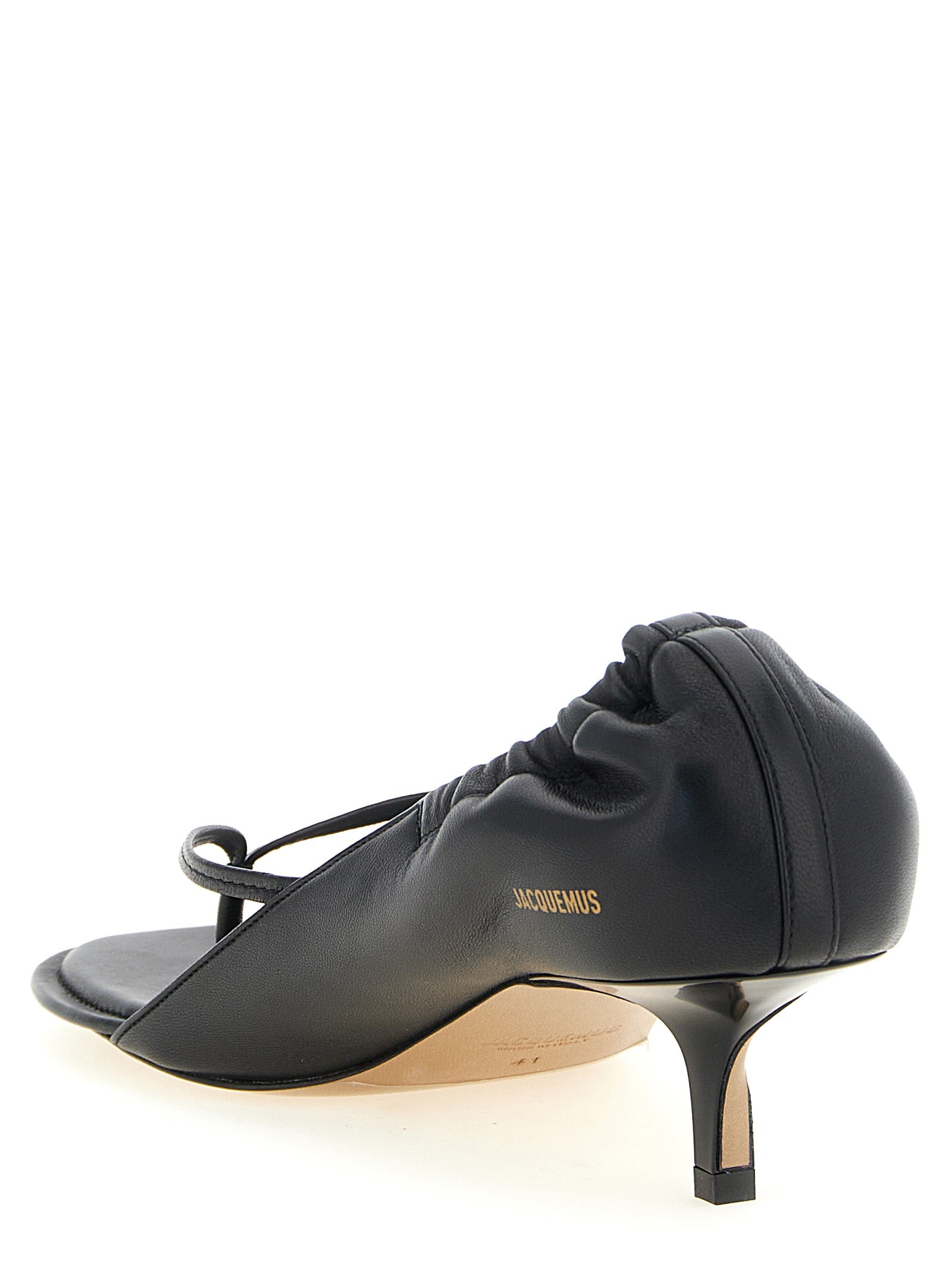 Jacquemus Black Lamb Leather Flat Women's Sandals