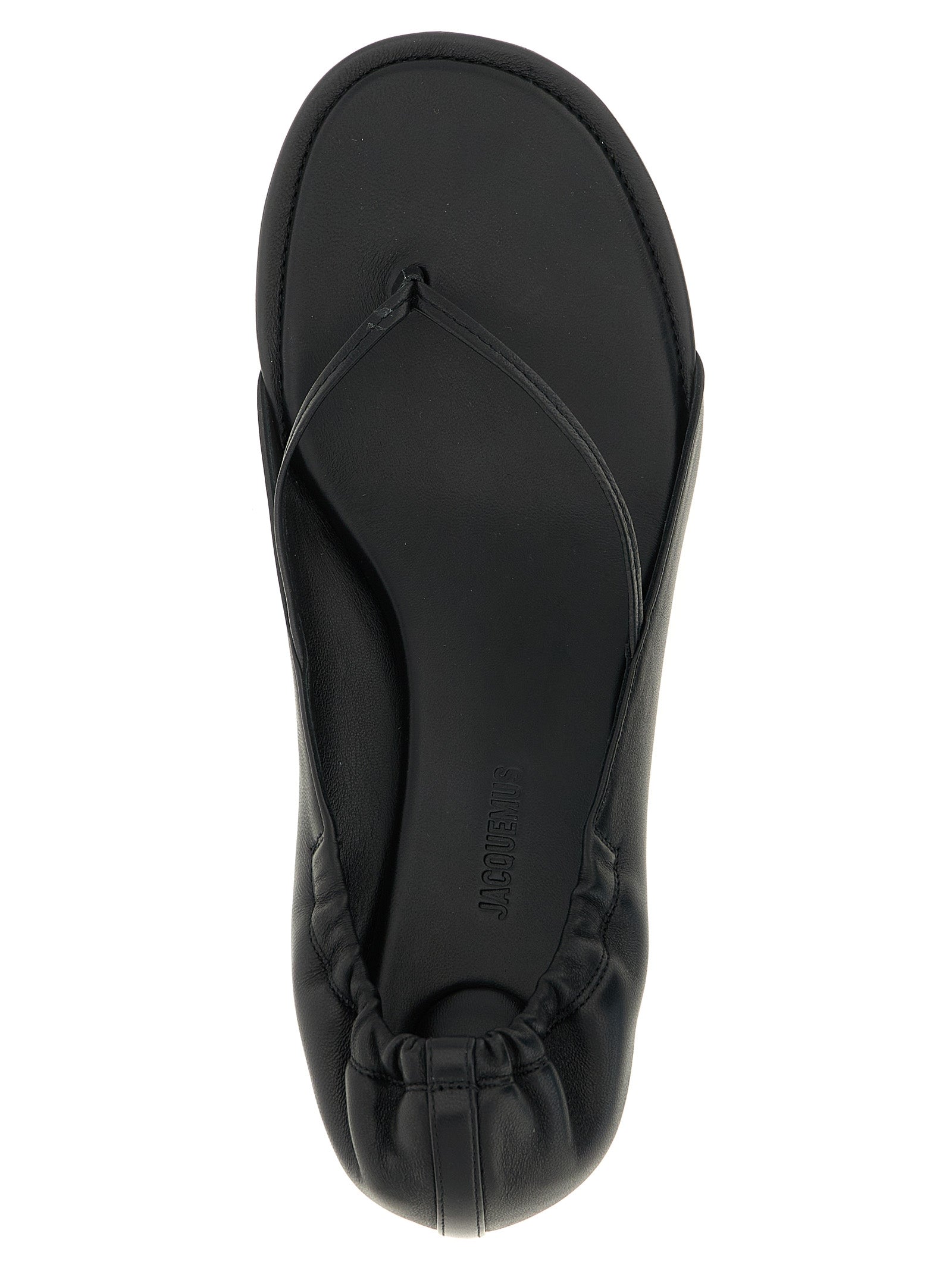 Jacquemus Black Lamb Leather Flat Women's Sandals