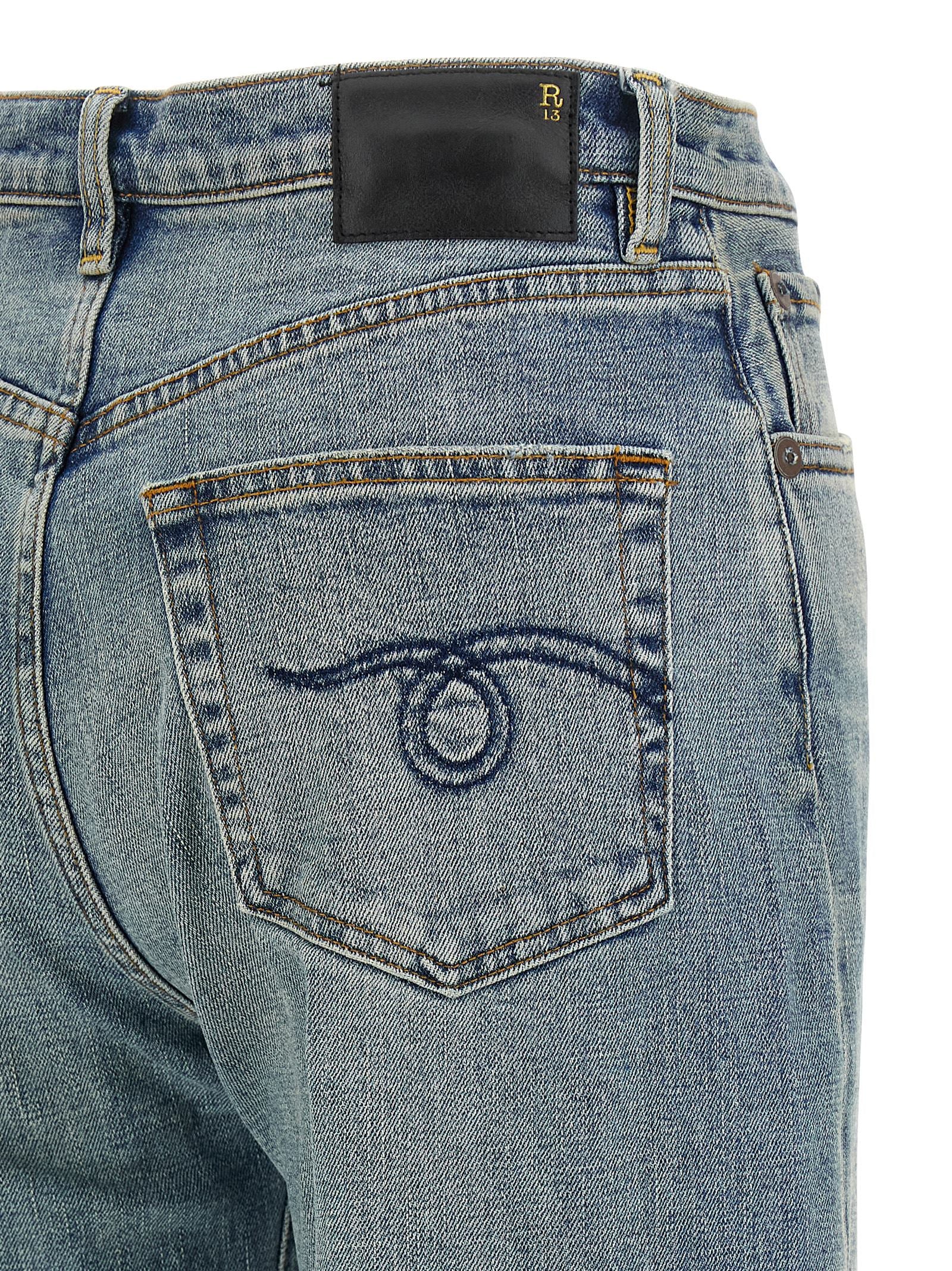 R13 Blue Cotton Flared Women's Jeans