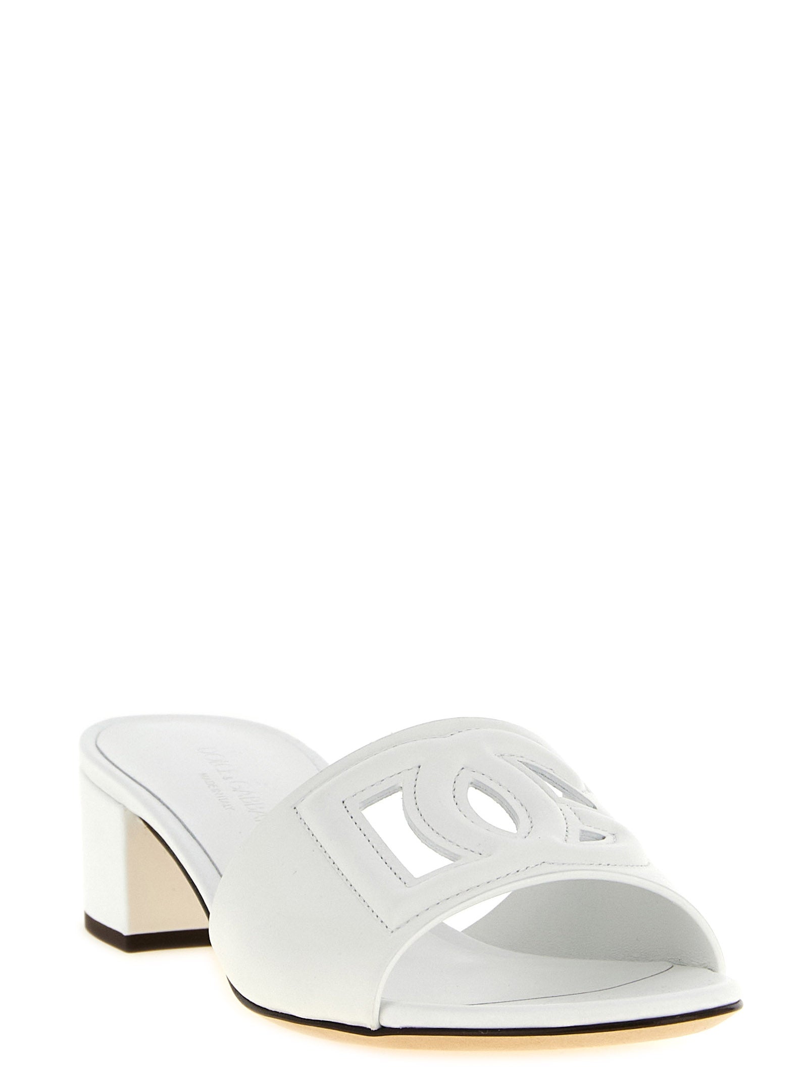 Dolce & Gabbana White Calfskin Platform Women's Sandals