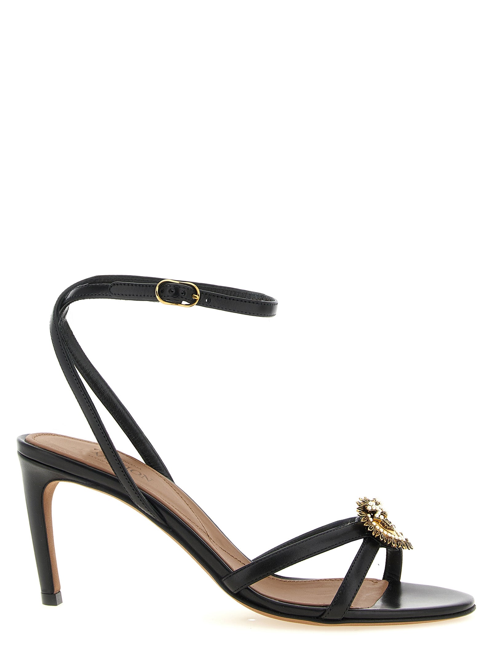 Dolce & Gabbana Black Calfskin Stiletto Heel Women's Sandals